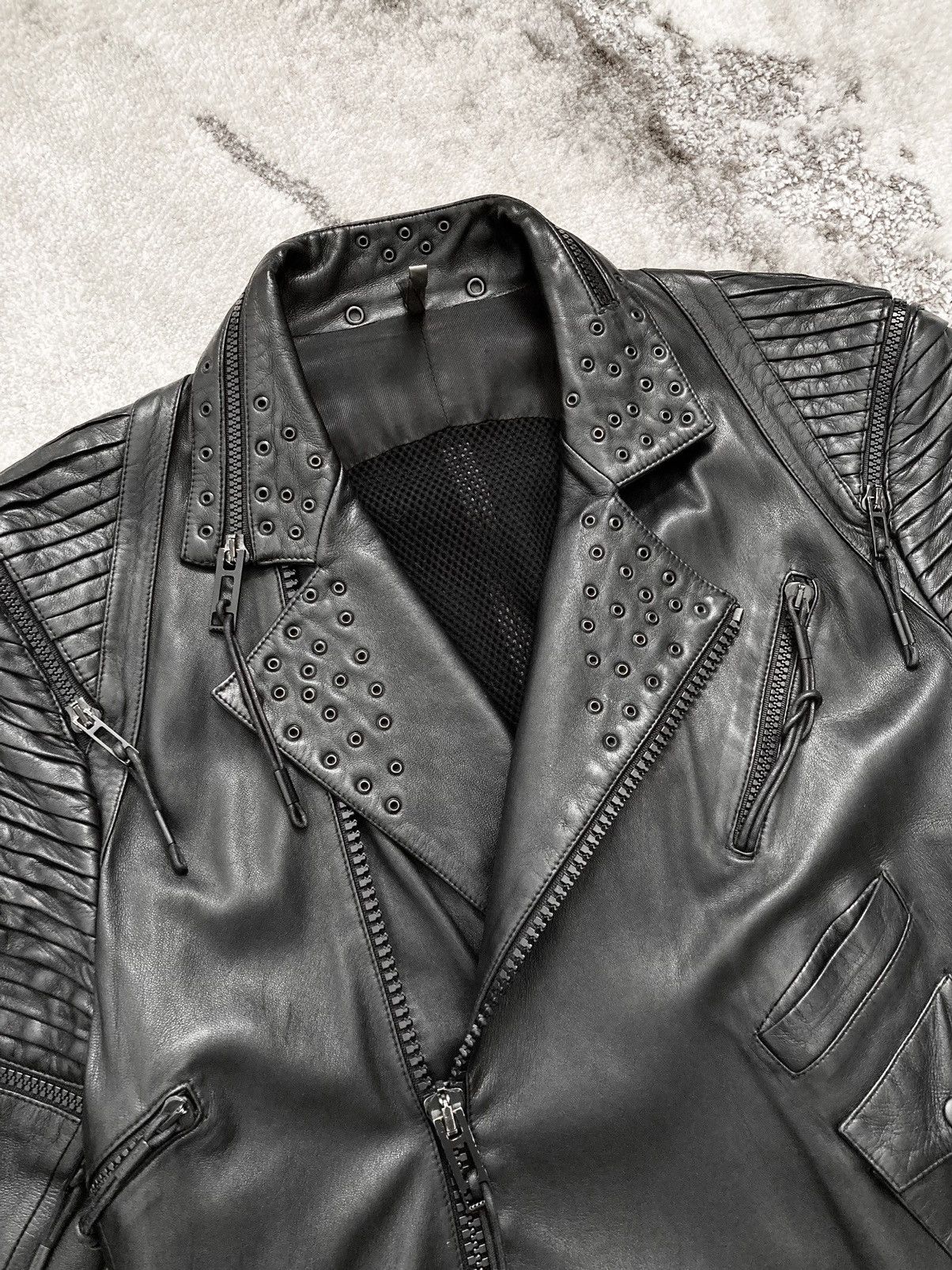 Dior × Hedi Slimane S/S 2004 “Strip” Leather Biker Jacket Size US M / EU 48-50 / 2 - 2 Thumbnail