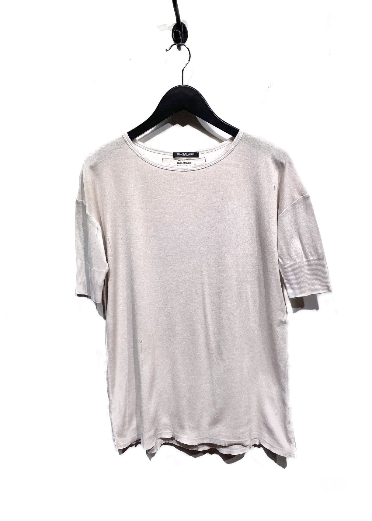 Balmain Balmain Light Pink Distressed Jersey T-shirt Size US S / EU 44-46 / 1 - 1 Thumbnail