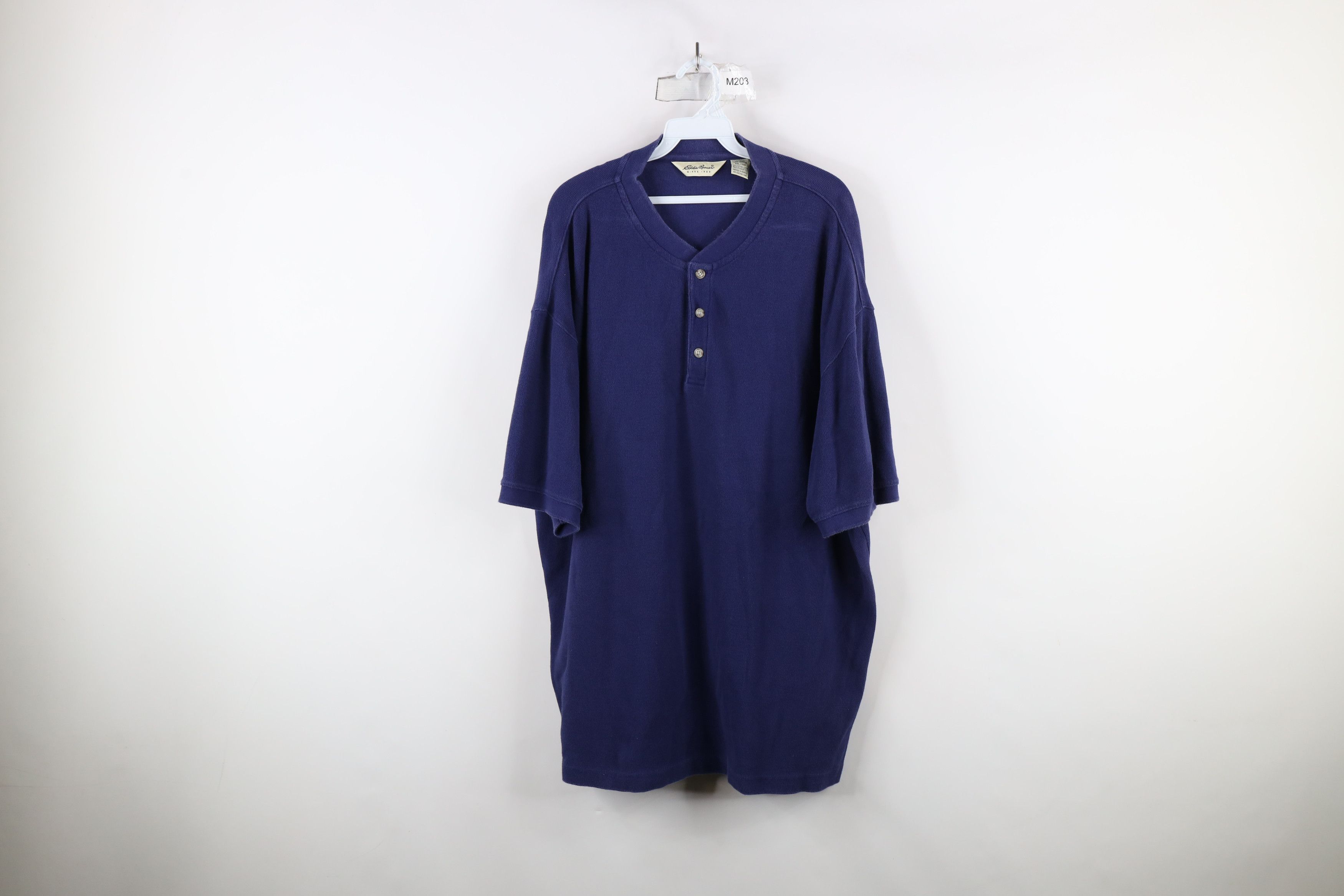 Eddie Bauer × Vintage Vintage 90s Eddie Bauer Thermal Waffle Knit Henley T-Shirt Size US XXL / EU 58 / 5 - 1 Thumbnail
