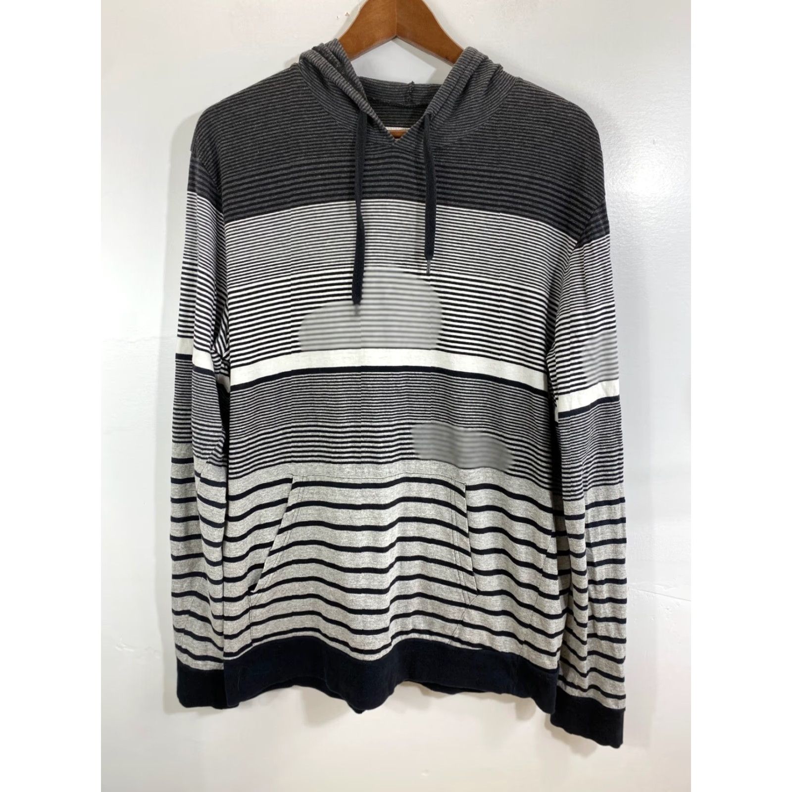 Vintage Swift Sportswear Long Sleeve Hoodie Striped Size L Mens Pullover Lightweight Black/White/Gray Size US L / EU 52-54 / 3 - 2 Thumbnail