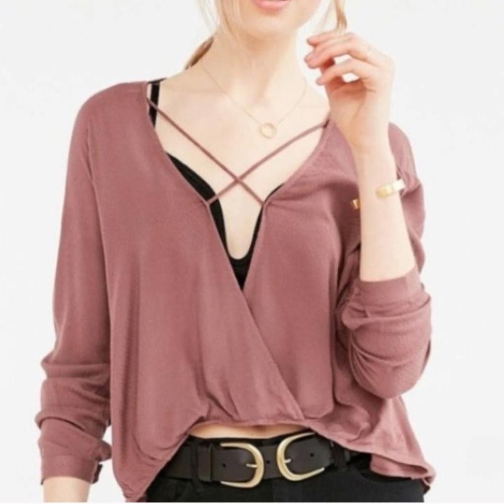 Designer Silence + Noise l Mayfair Plunge Surplice Mauve Top Small Size S / US 4 / IT 40 - 10 Thumbnail