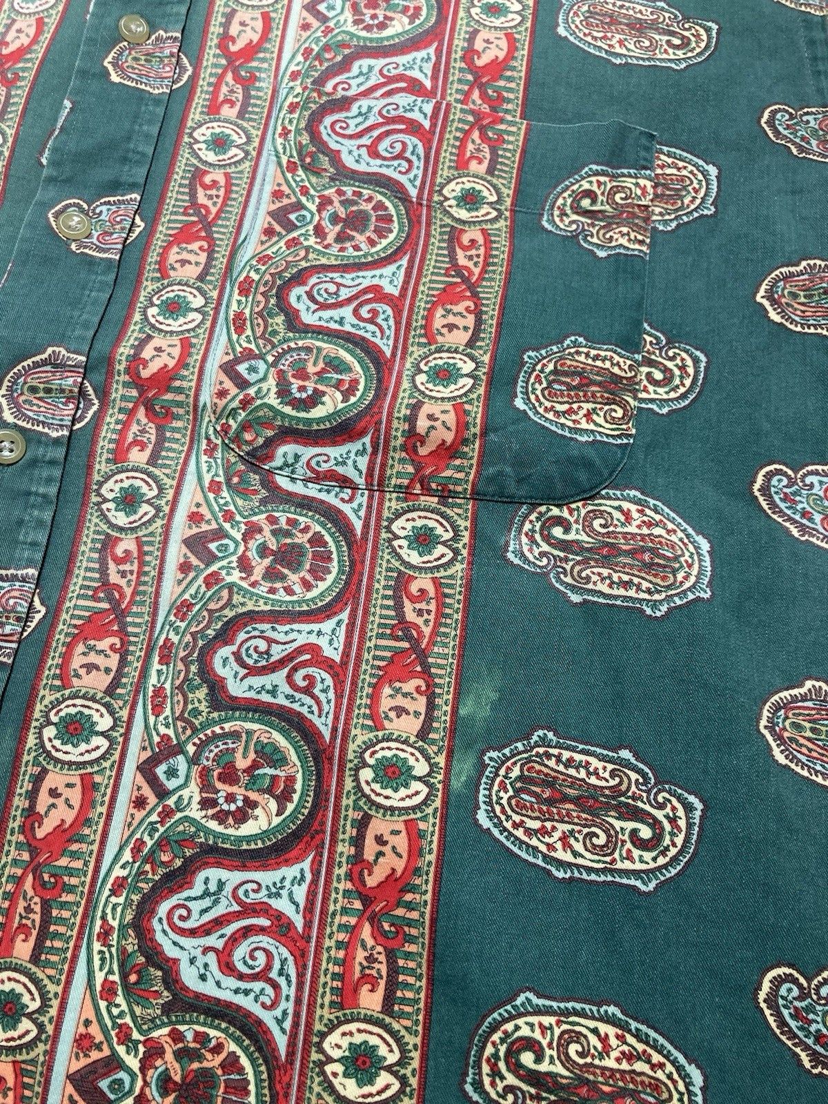 Vintage Vtg button shirt all over print paisley stripe cotton medium Size US M / EU 48-50 / 2 - 4 Thumbnail