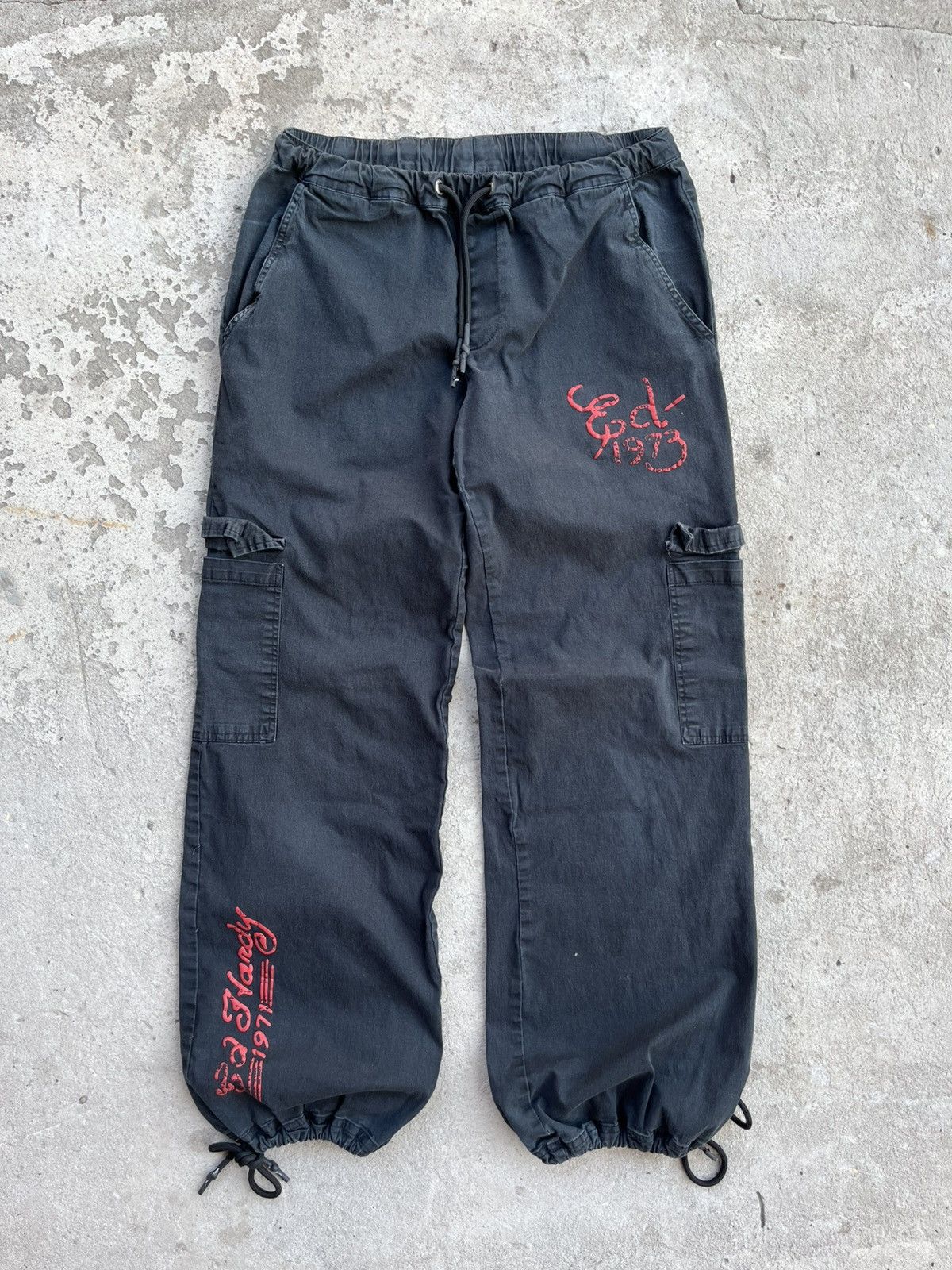 Ed Hardy Ed Hardy x Urban Outfitters Big Logo Cargo Parachute Pants Size 27" / US 4 / IT 40 - 2 Thumbnail