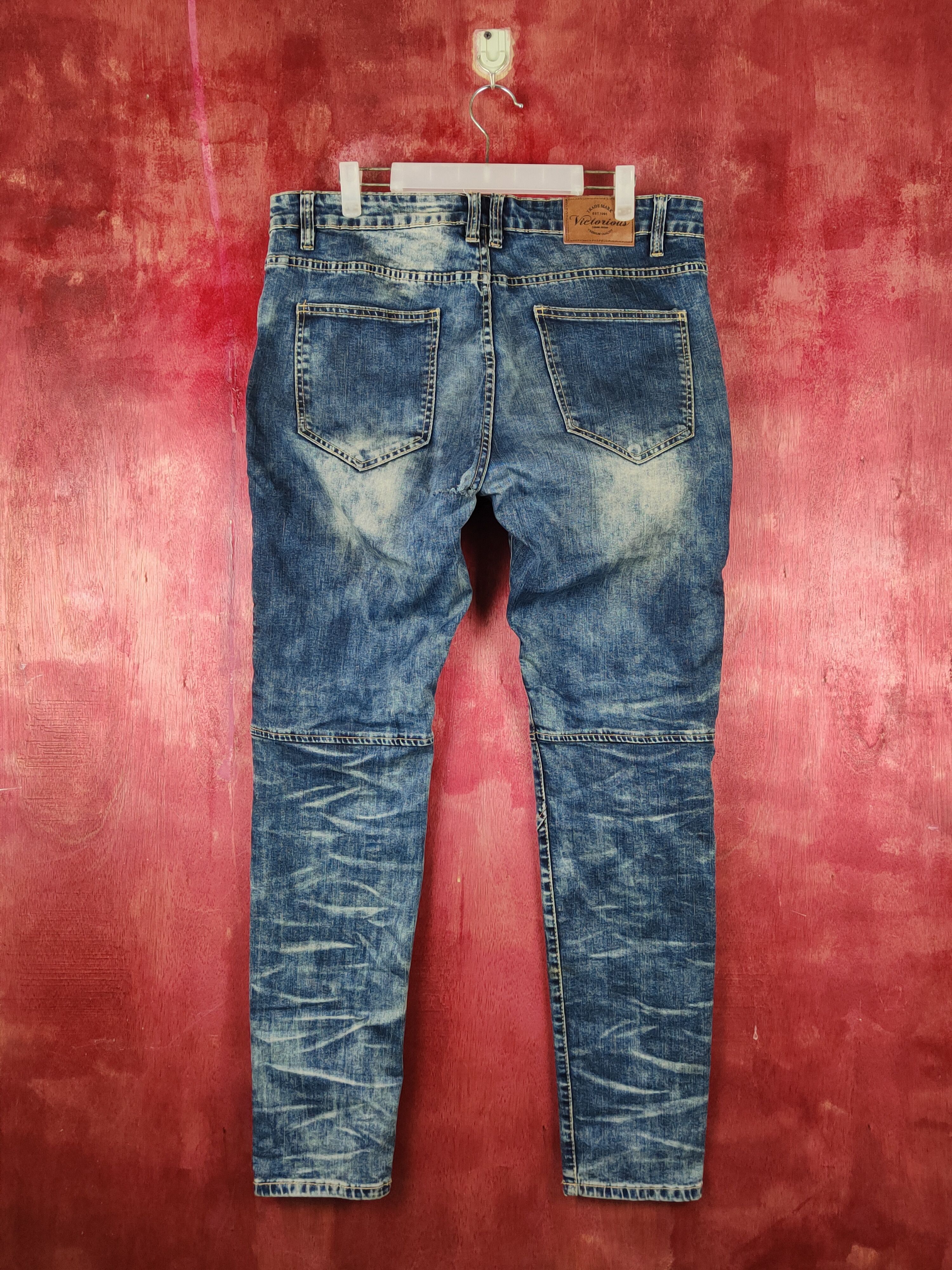 Japanese Brand Victorious bikers Distressed Ripped Skinny Jeans #S2309 Size US 34 / EU 50 - 7 Thumbnail