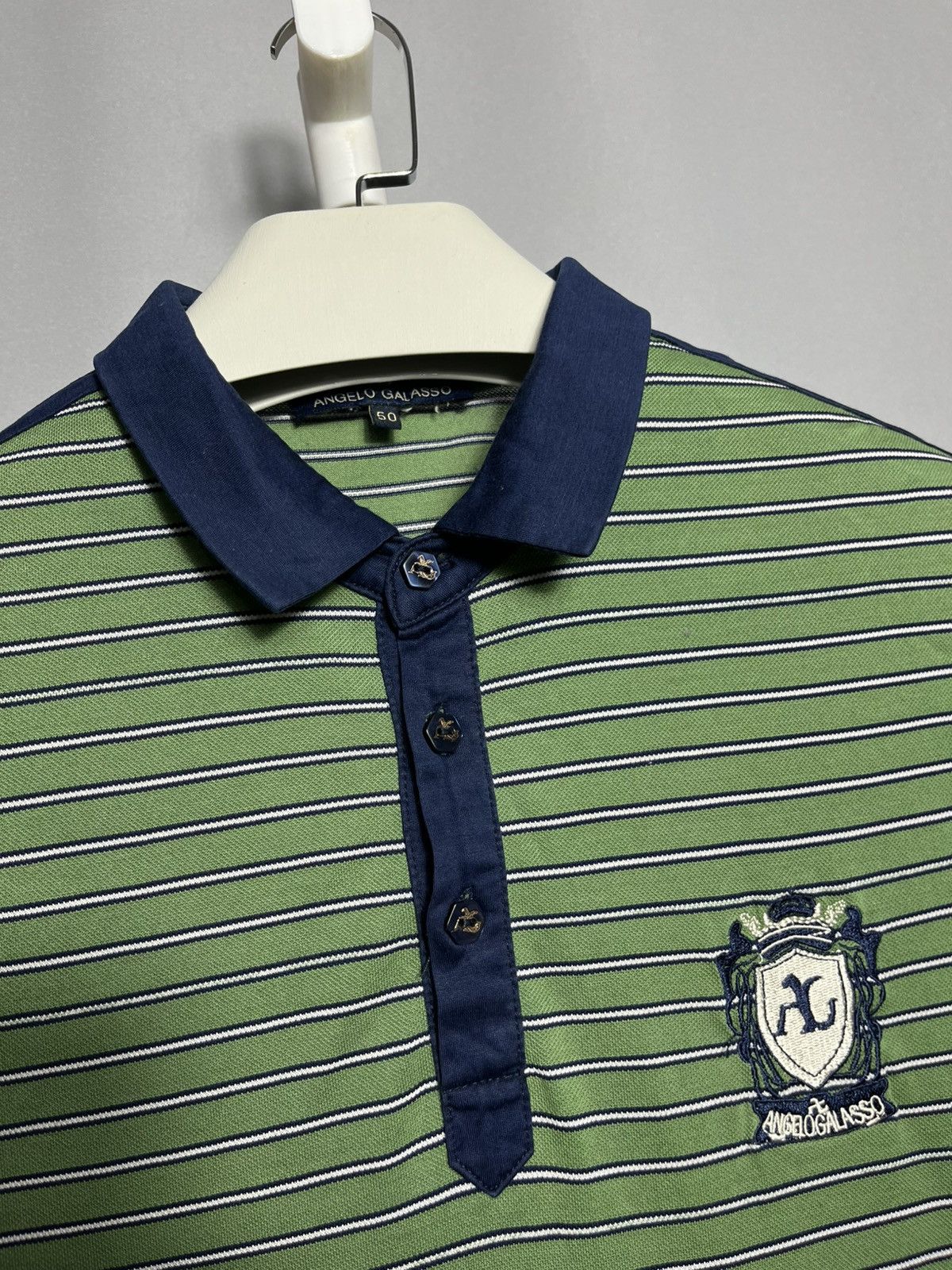 Angelo Galasso Angelo Galasso polo shirt striped mens green cotton Size US M / EU 48-50 / 2 - 3 Thumbnail