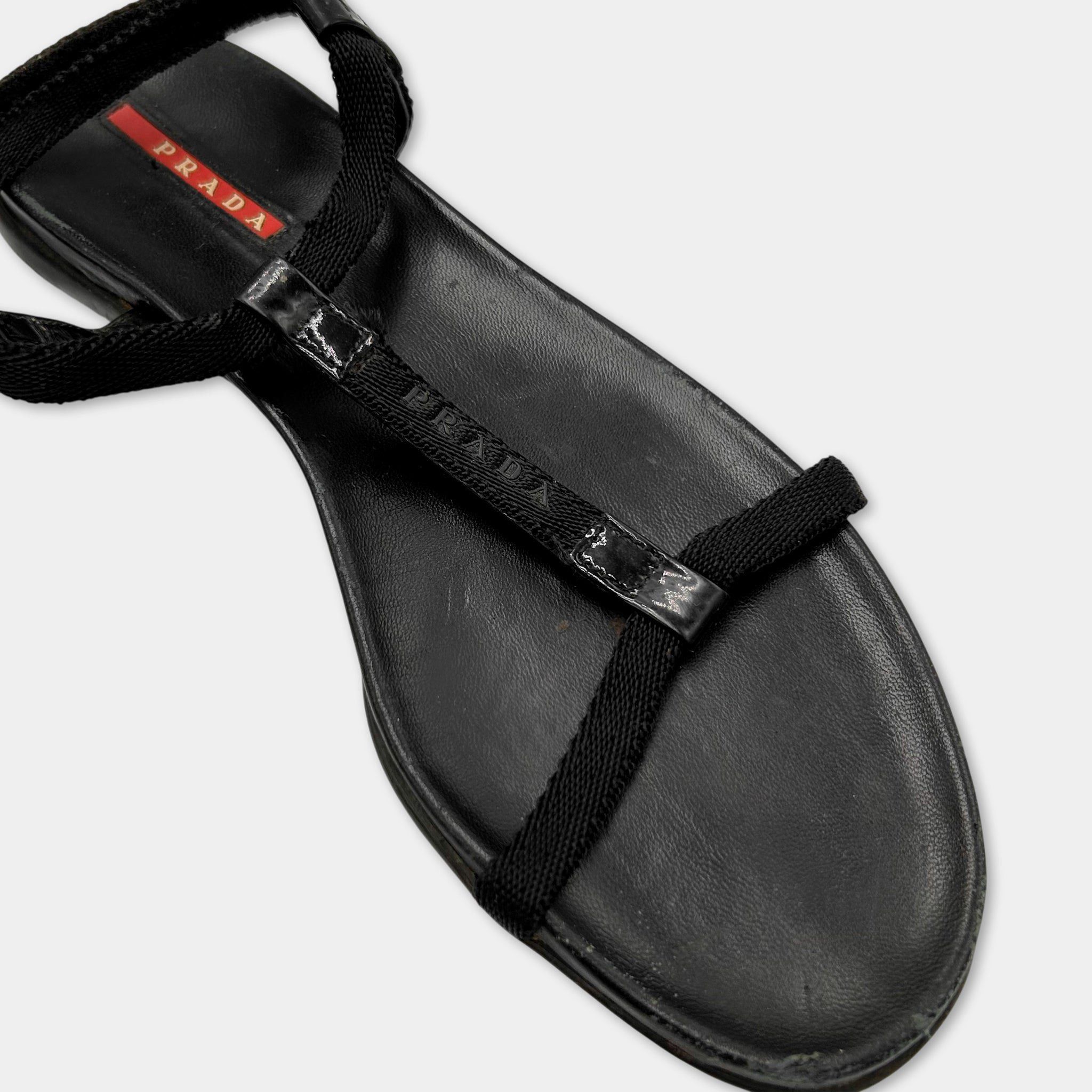 Prada Prada Black Nylon Sandals Size US 8 / IT 38 - 2 Thumbnail