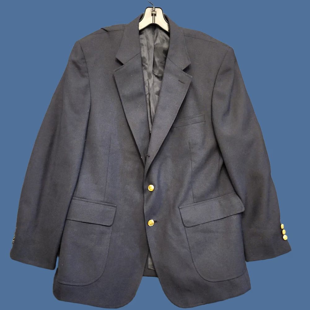 Orvis Orvis Blazer Sport Coat Mens 46 Navy Blue Wool Blend Gold Button USA Jacket Size 46R - 1 Thumbnail