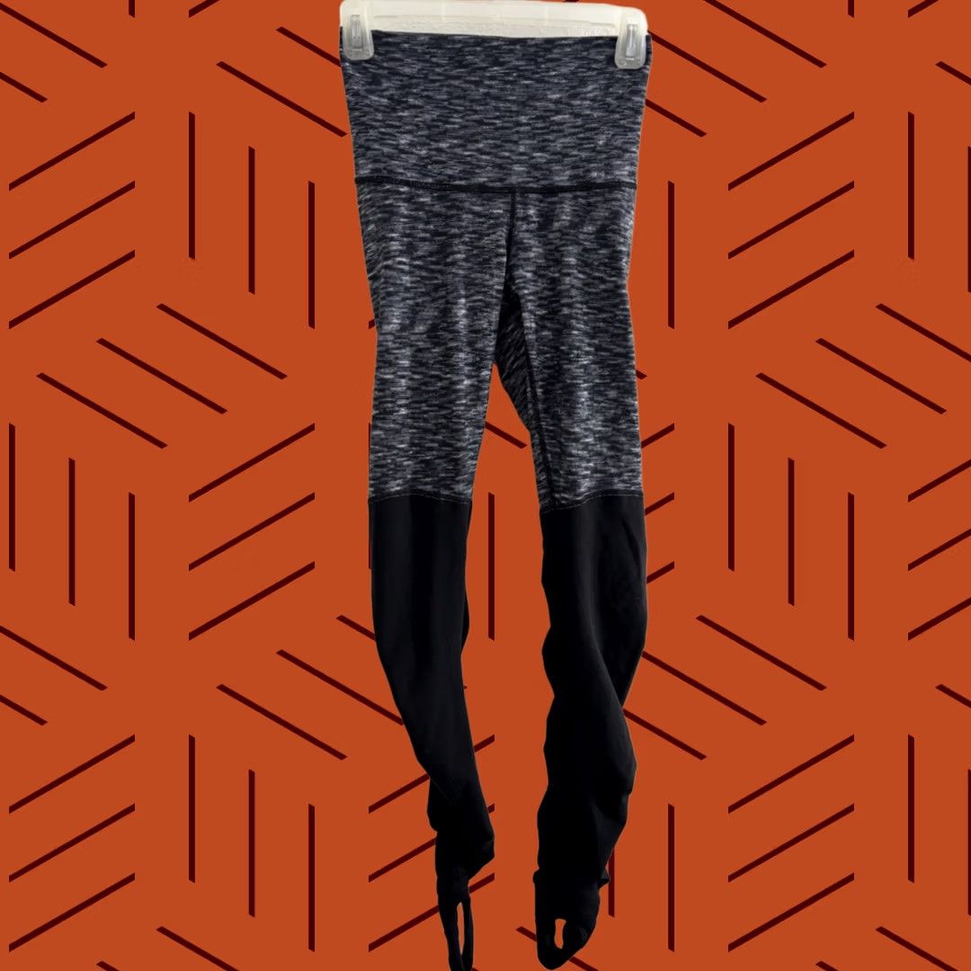 Lululemon Lululemon Ankle Womens 4 Black Tip Stirrup Leggings Gray Colorblock Knit Size Size 27" / US 4 / IT 40 - 1 Thumbnail