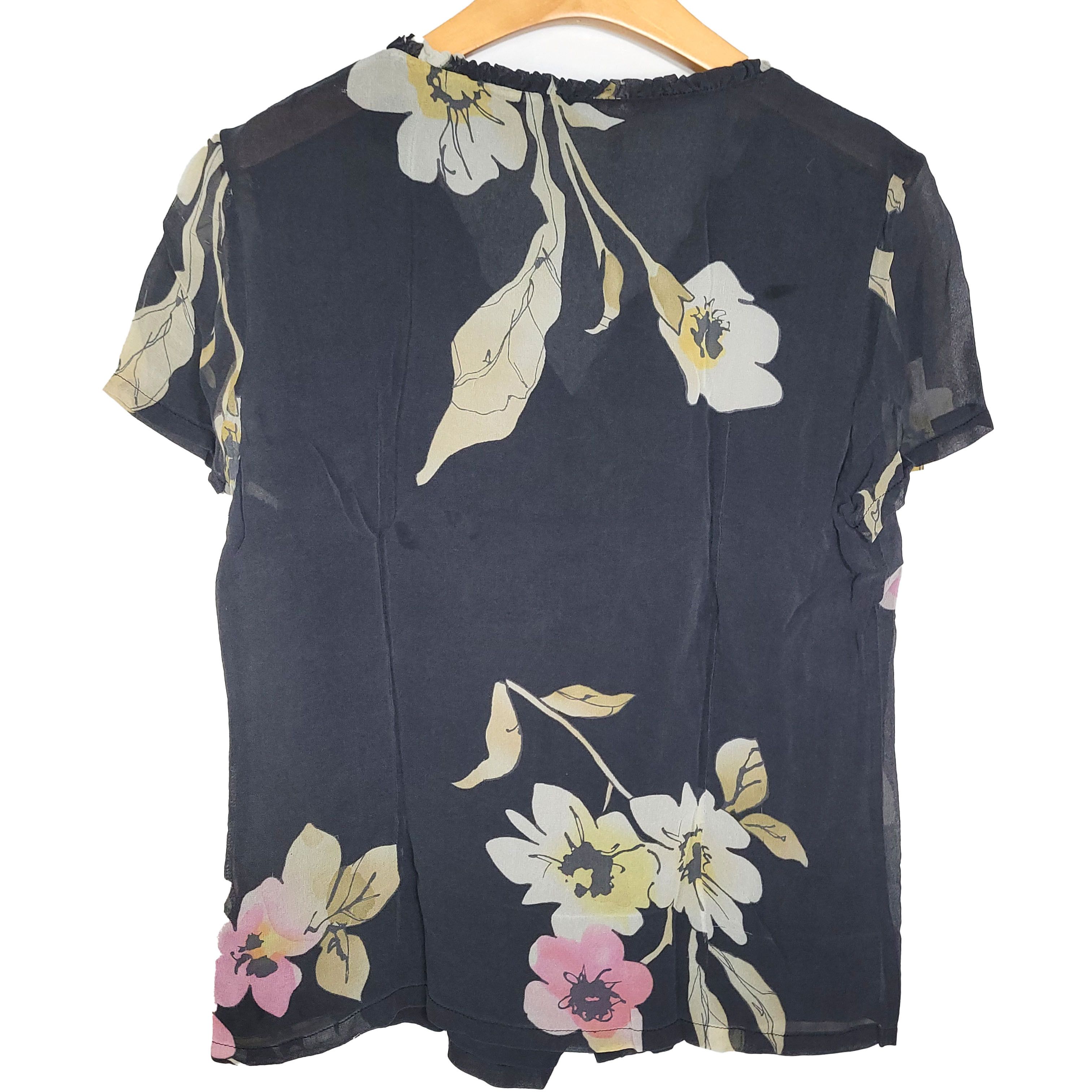 Other Women's 100% Silk Short Sleeve Top Button-Up Shirt SCE233 Size S / US 4 / IT 40 - 2 Thumbnail