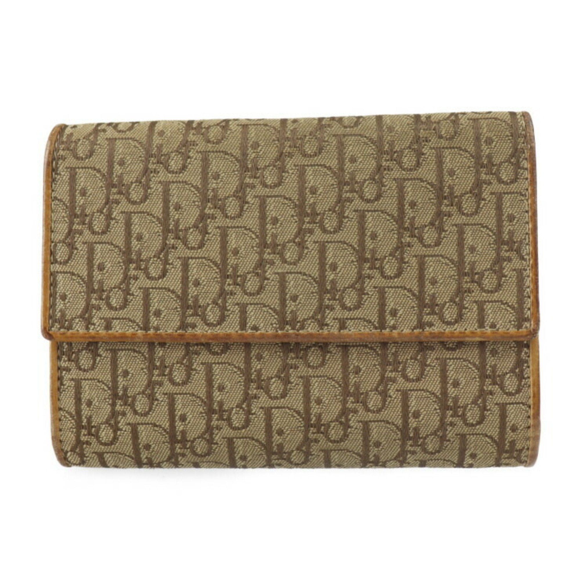 image of Christian Dior Trotter Tri-Fold Wallet Fjd43023 Canvas Leather Brown Compact in Black, Women's