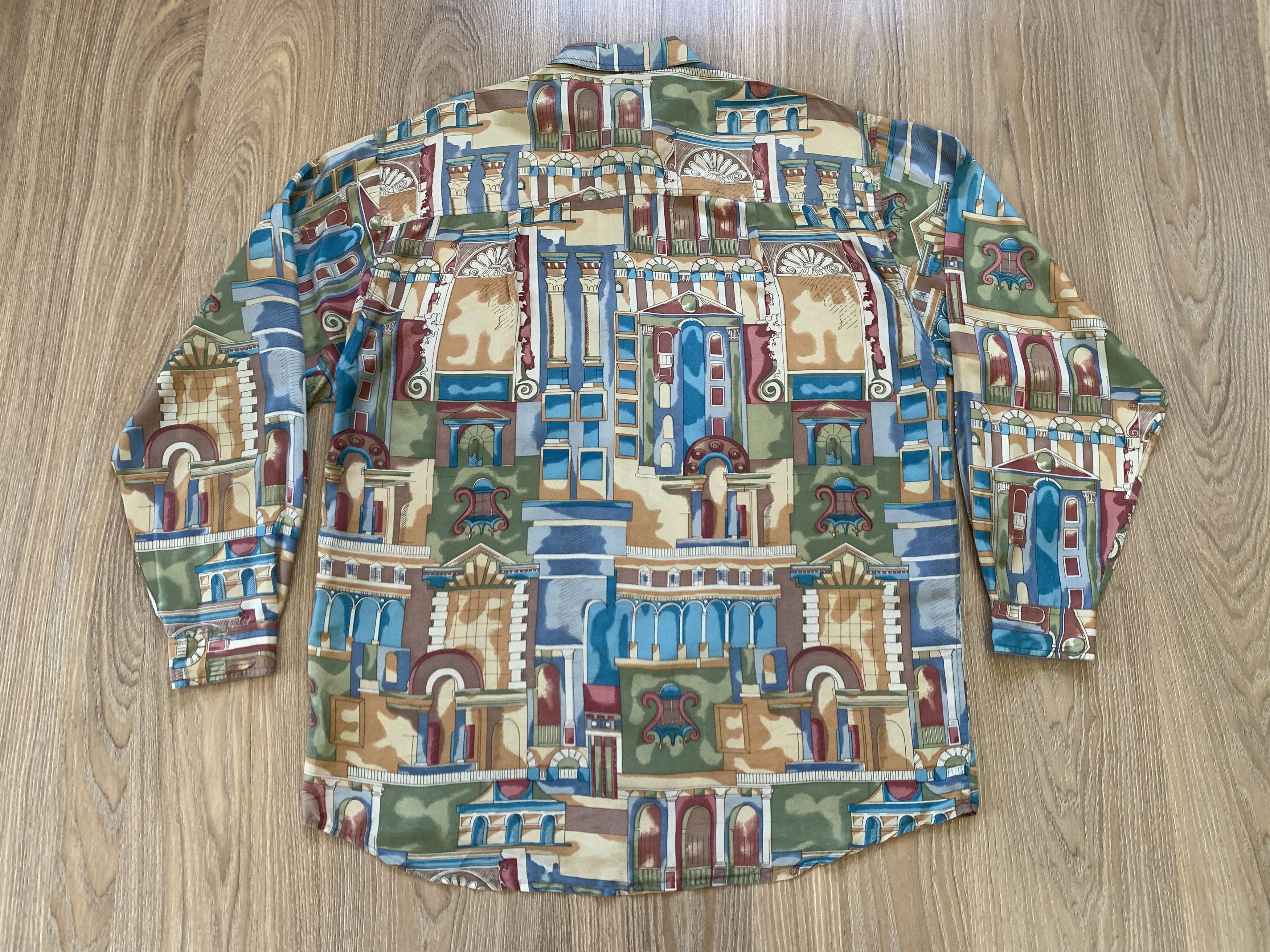 Vintage Pure Silk Light Printed Long Sleeve Shirt Size US L / EU 52-54 / 3 - 3 Thumbnail