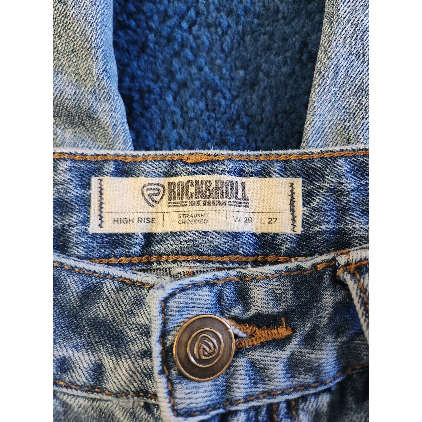Other Rock & Roll Denim High Raised Straight Cropped Jeans W29 L27 Size 29" - 8 Thumbnail