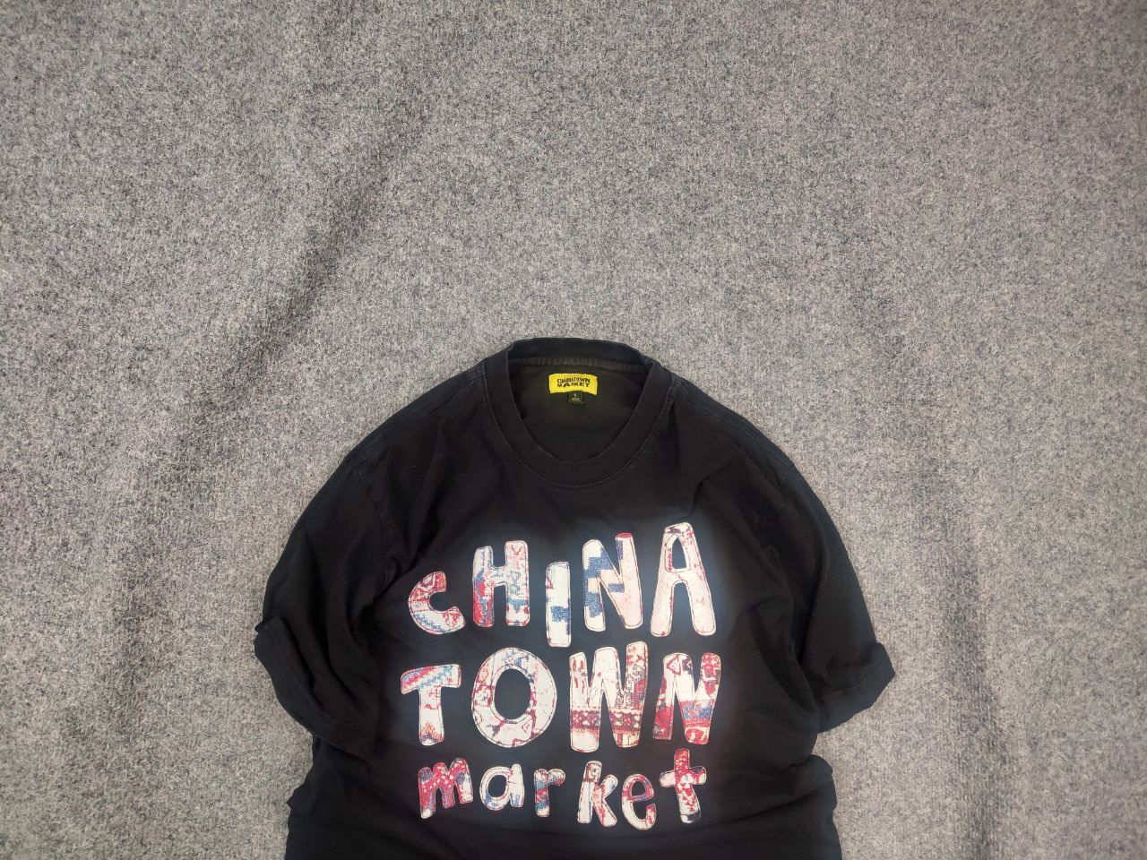 Vintage China Town market Design Japan Custom cropped black t-shirt Size US M / EU 48-50 / 2 - 1 Thumbnail