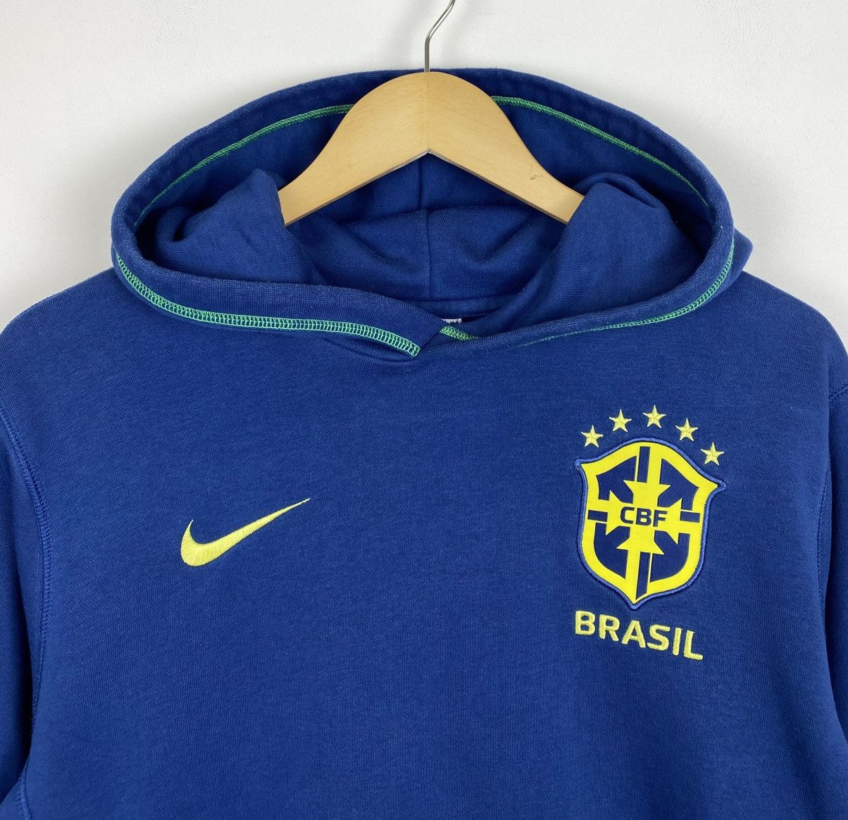Nike Nike Brasil Soccer Football Hoodie Size M Blue Long Sleeve Size US M / EU 48-50 / 2 - 2 Thumbnail