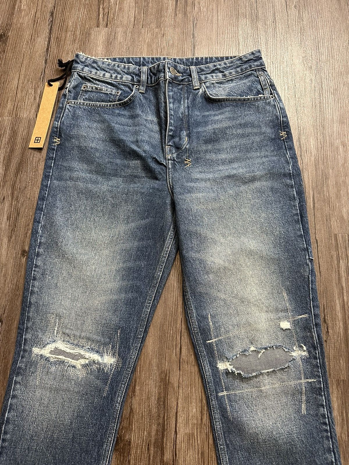 image of Ksubi Wolfgang Ol Town Trashed Denim Jeans Size 32 in Blue, Men's