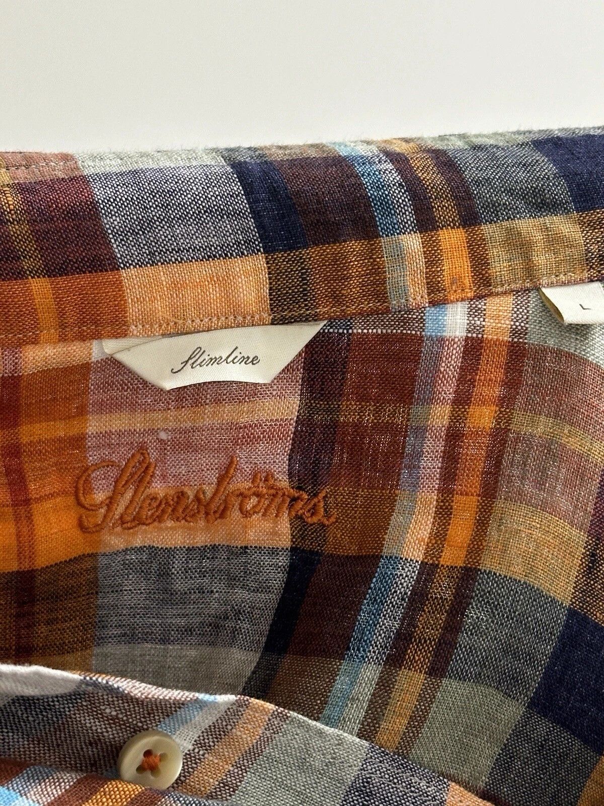 Strenstroms Stenströms Stenstroms Linen Plaid Checked Shirt Mens Buttons Size US L / EU 52-54 / 3 - 10 Thumbnail