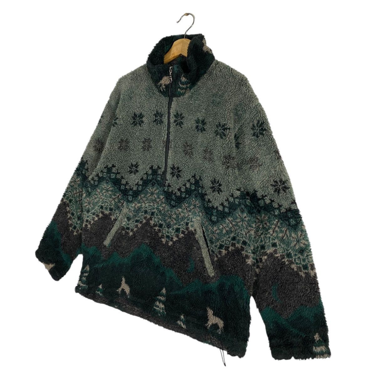 Vintage × Woolrich Woolen Mills Vintage Woolrich Snowflake Sheep Mountain Half Zip Fleece Size US L / EU 52-54 / 3 - 3 Thumbnail