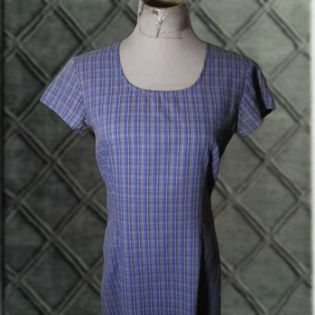 Patagonia PATAGONIA Women's Dress Shirt Dress Sleeve Short Knee Length Blue 8 Casual Knit Cotton Blend 35% Cotton 65% Polyester Vintage No Mens Womens Size 30" / US 8 / IT 44 - 1 Thumbnail
