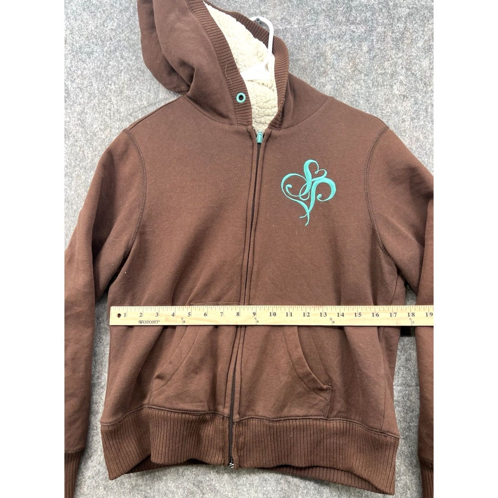 Southpole South Pole Women's Brown Embroidered Logo Lined Zip Hoodie, 2XL, Full Zip, Hooded, Pockets, Crew Neck, Casual, Regular Fit Size XXL / US 16-18 / IT 52-54 - 2 Thumbnail
