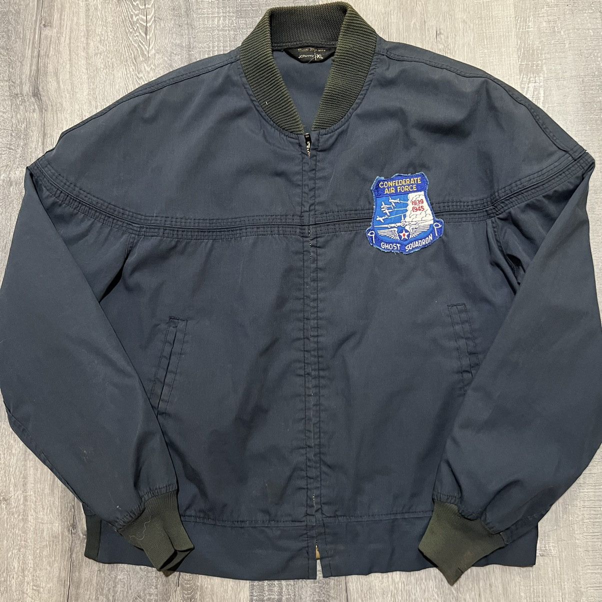 JCPenney × Vintage VTG 80s Air Force Ghost Squadron Military Bomber Jacket Size US XL / EU 56 / 4 - 1 Thumbnail
