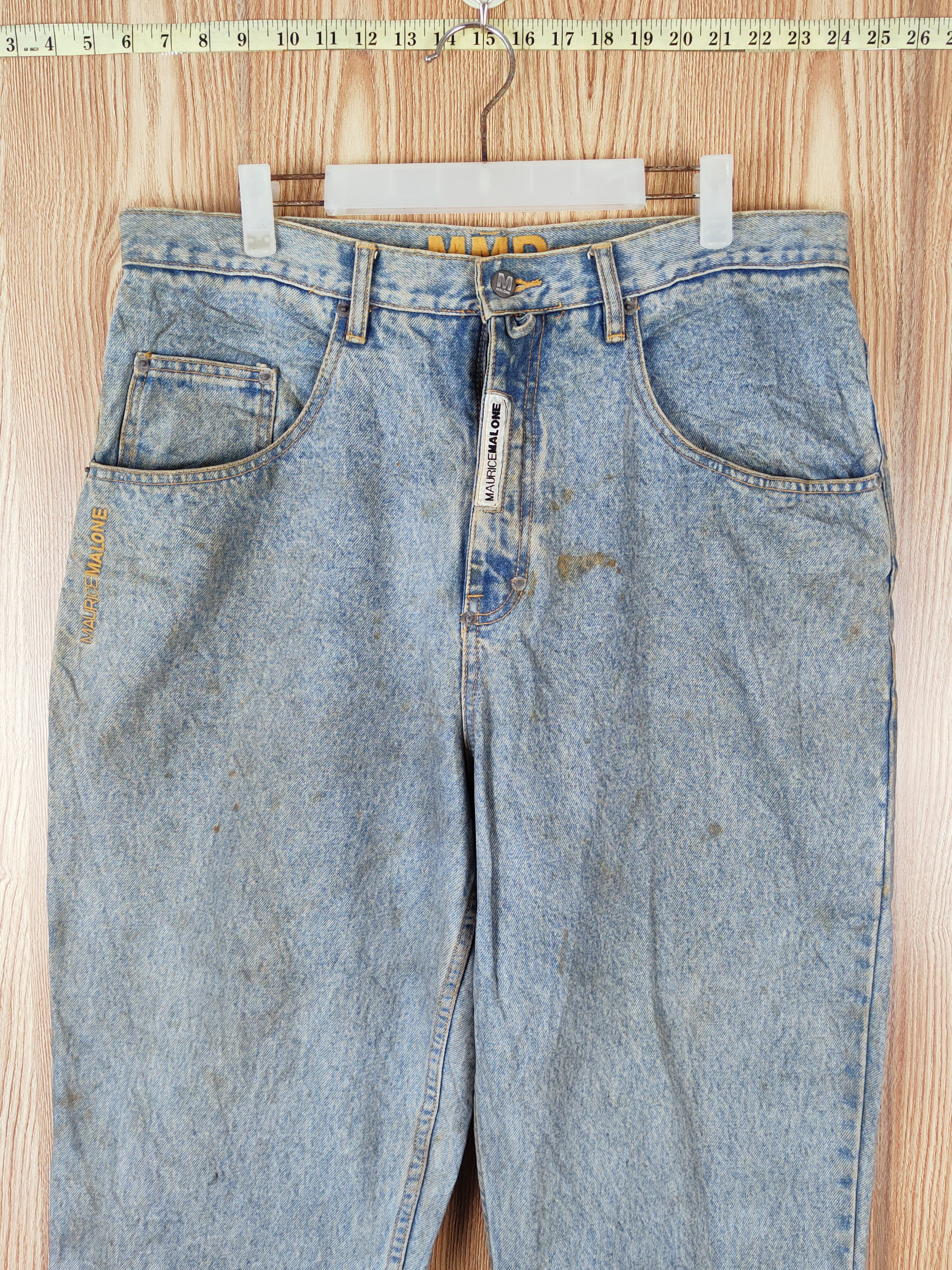 Japanese Brand × Vintage Super Rare Maurice Malone Blue Distressed Ripped Jeans Size US 37 - 2 Thumbnail
