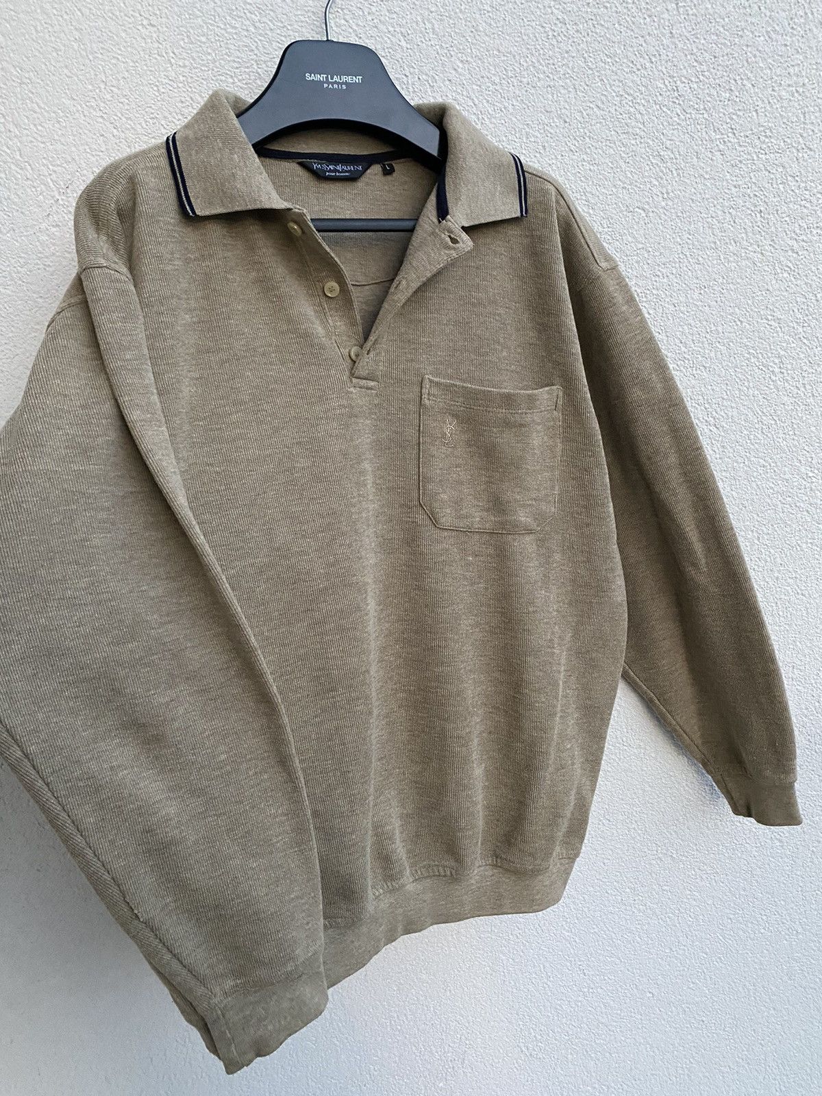 Yves Saint Laurent 90’s YSL Sweatshirt 1/4 Beige Vintage Sweater Quarter Zip Size US L / EU 52-54 / 3 - 15 Thumbnail