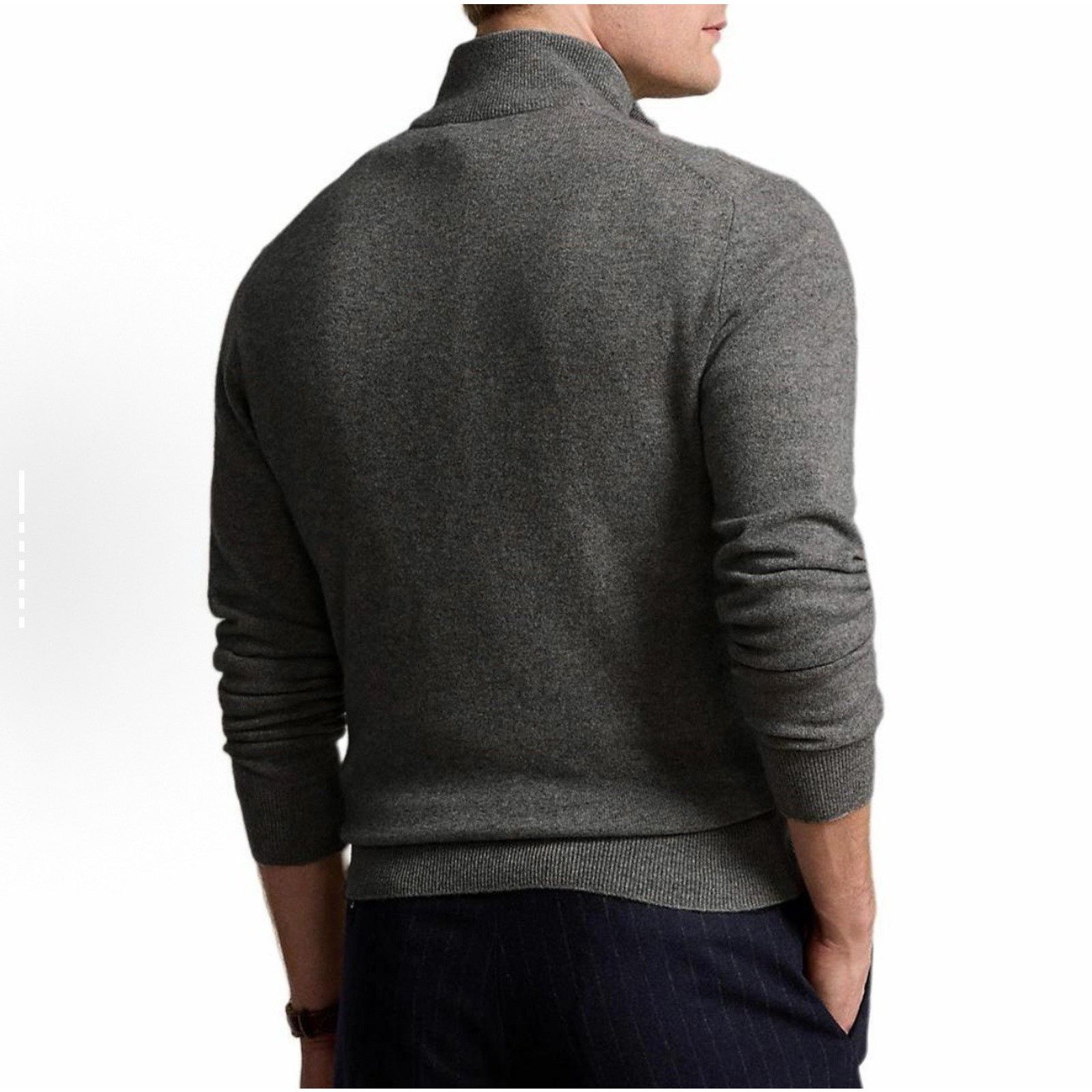 Polo Ralph Lauren NWT Polo Ralph Lauren Men Wool Quarter Zip Sweater Grey L Size US L / EU 52-54 / 3 - 7 Thumbnail
