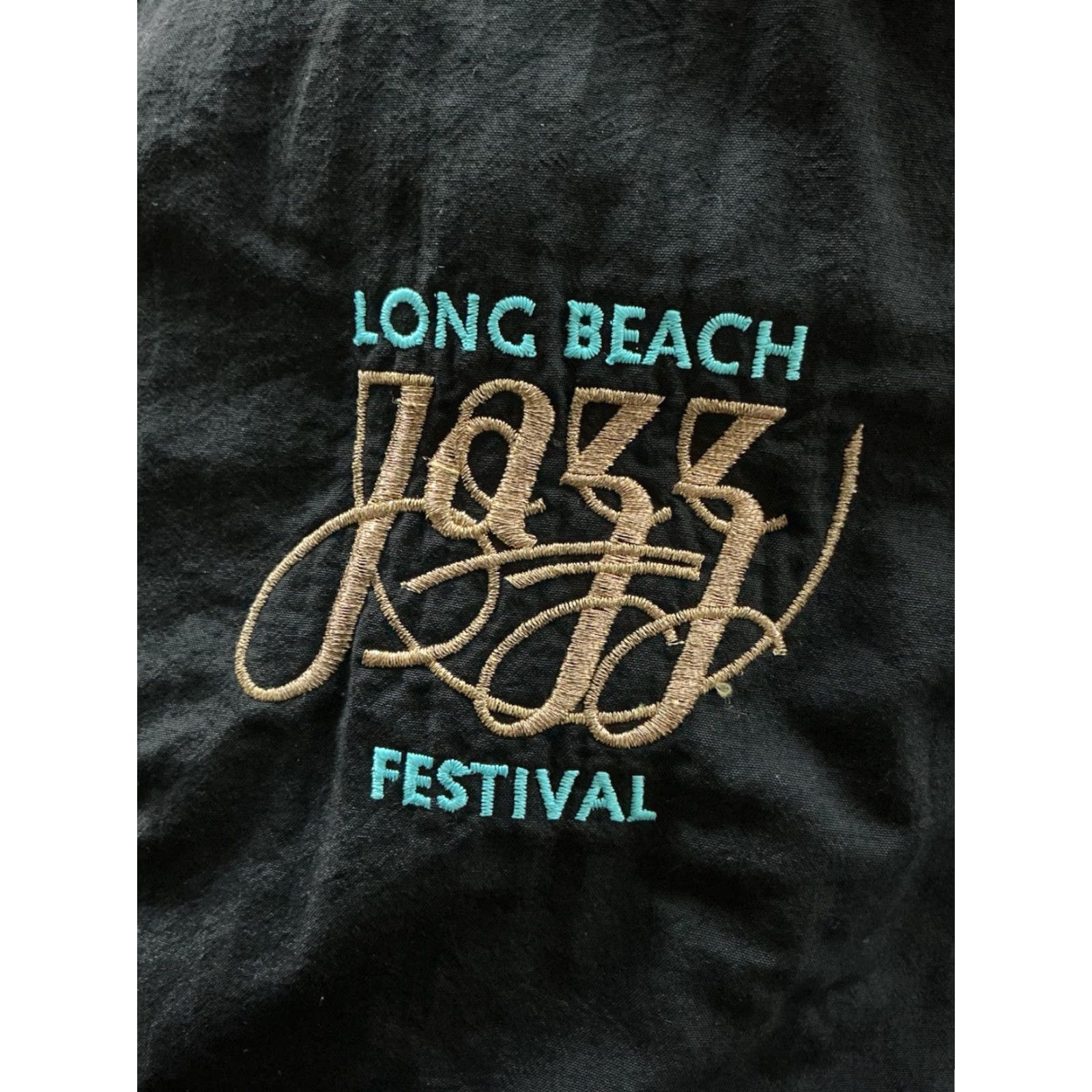 Vintage VINTAGE Le Jazz Shirt Windbreaker Zip Jacket Black Embroidered Long Beach Jazz Festival Sz. L Mens/Unisex 1990s Nylon Jacket Size US L / EU 52-54 / 3 - 2 Thumbnail