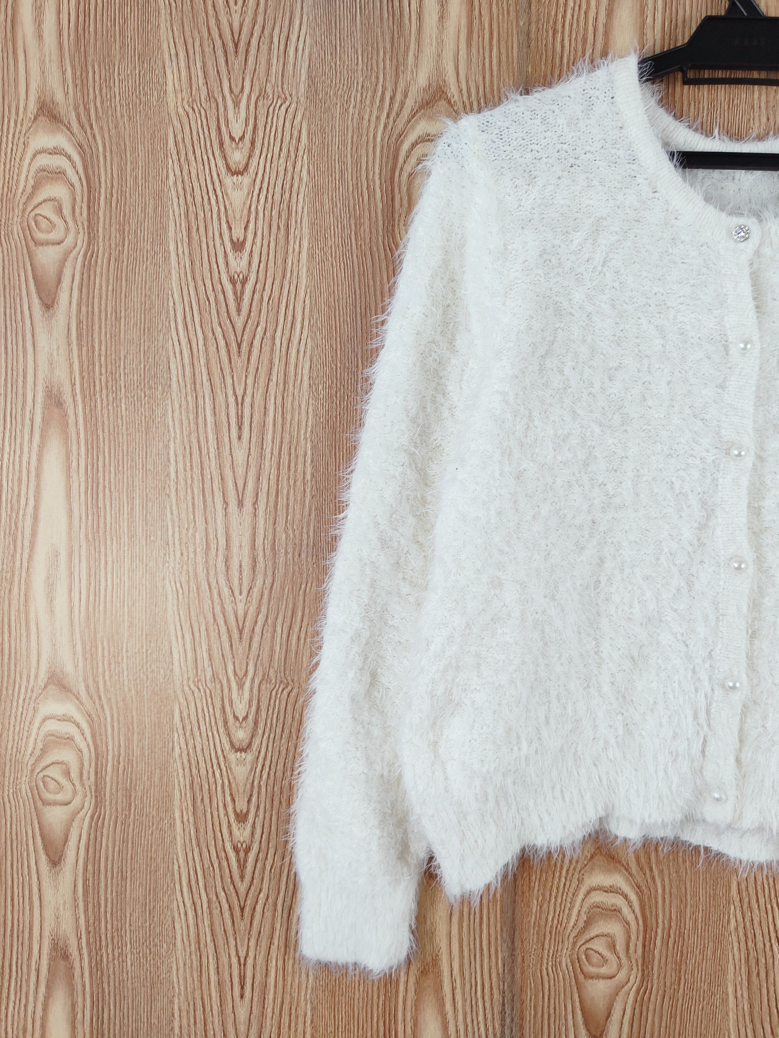 Japanese Brand × Vintage C.o.l.z.a Cream Fur Mohair Knitwear Cardigan Size L / US 10 / IT 46 - 3 Thumbnail