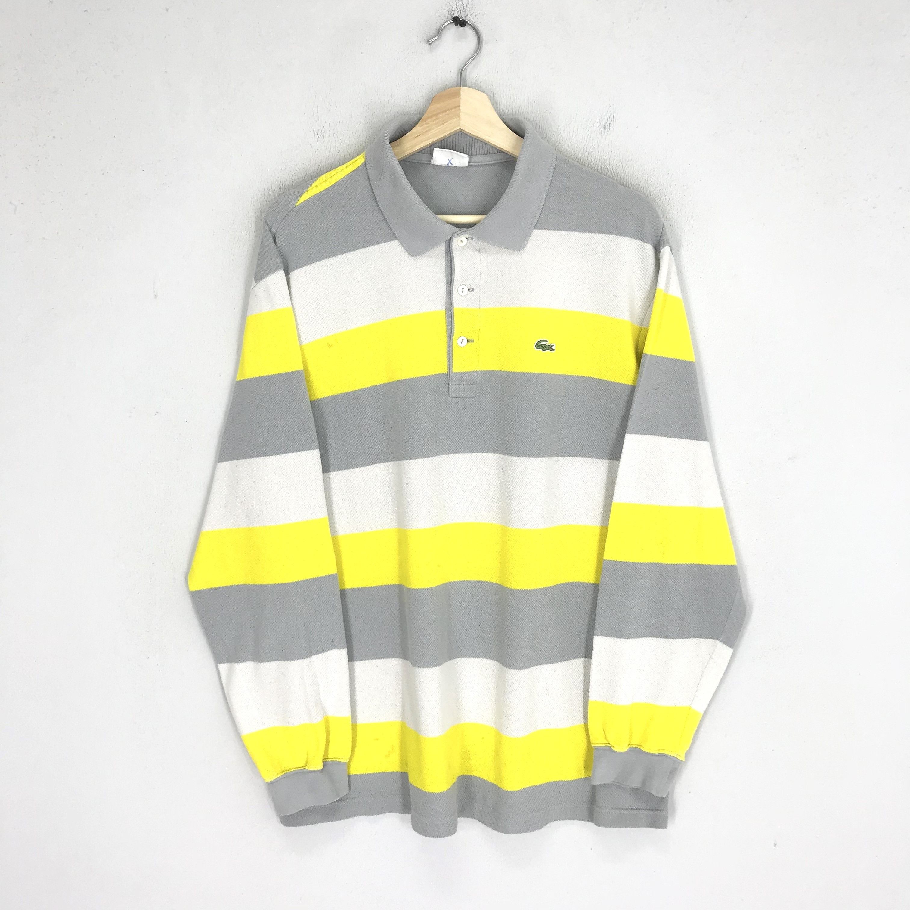 Lacoste Vintage Lacoste Stripes Polo Shirt Rugby Big Stripes Size US L / EU 52-54 / 3 - 1 Thumbnail