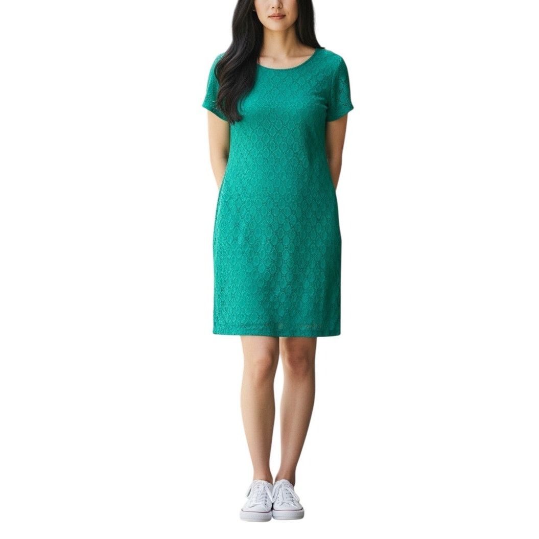 Isaac Mizrahi Isaac Mizrahi Green Knit Eyelet Shift Dress XL NWT Designer Size XL / US 12-14 / IT 48-50 - 2 Thumbnail