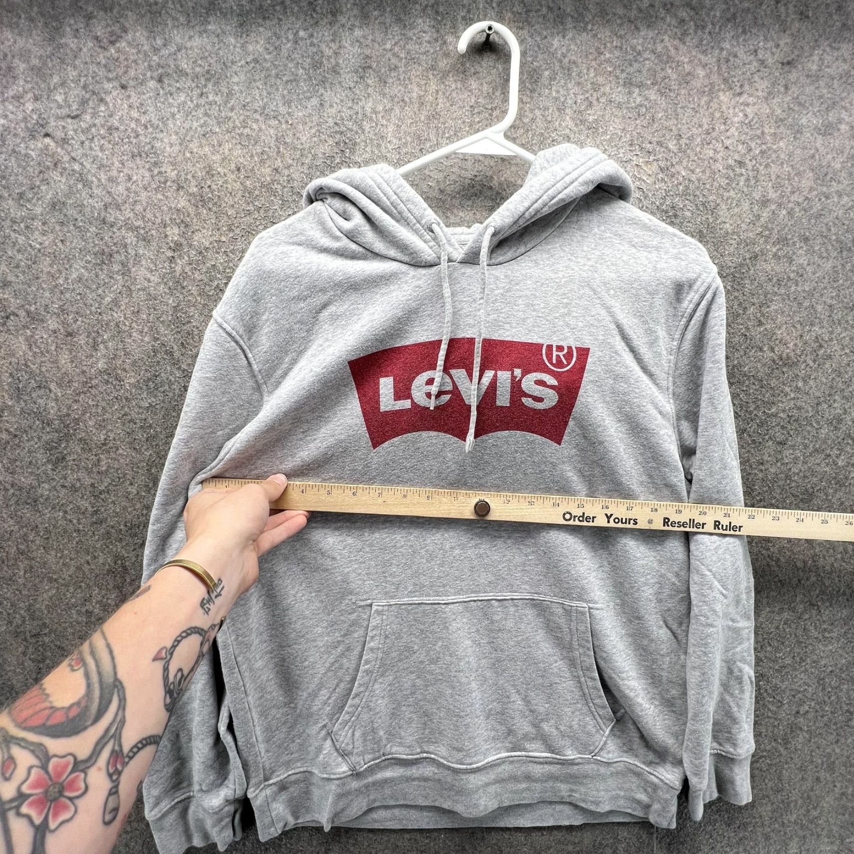 Levi's Levi's Hoodie Mens Medium Gray Batwing Logo Pullover Fleece Sweatshirt Size US M / EU 48-50 / 2 - 4 Thumbnail