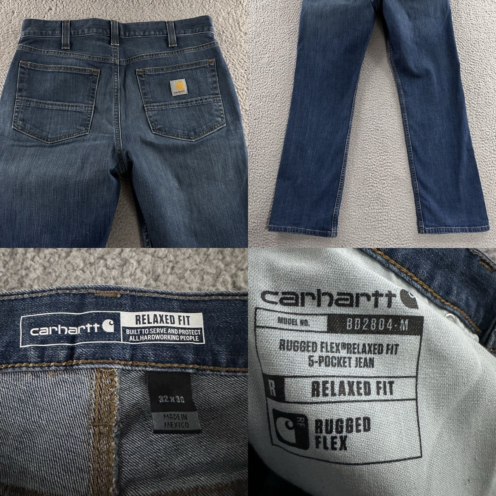 Carhartt Carhartt Jeans Blue 32x30 Relaxed Fit 5 Pocket Cotton Denim Mens Straight Rugged Flex Inseam 29 in Size US 32 / EU 48 - 9 Thumbnail