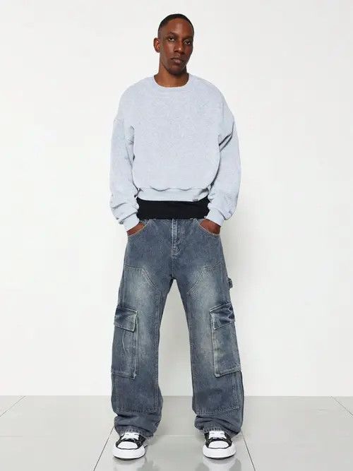 Jean Cargo Jeans Denim Baggy Washed Size US 32 / EU 48 - 2 Thumbnail