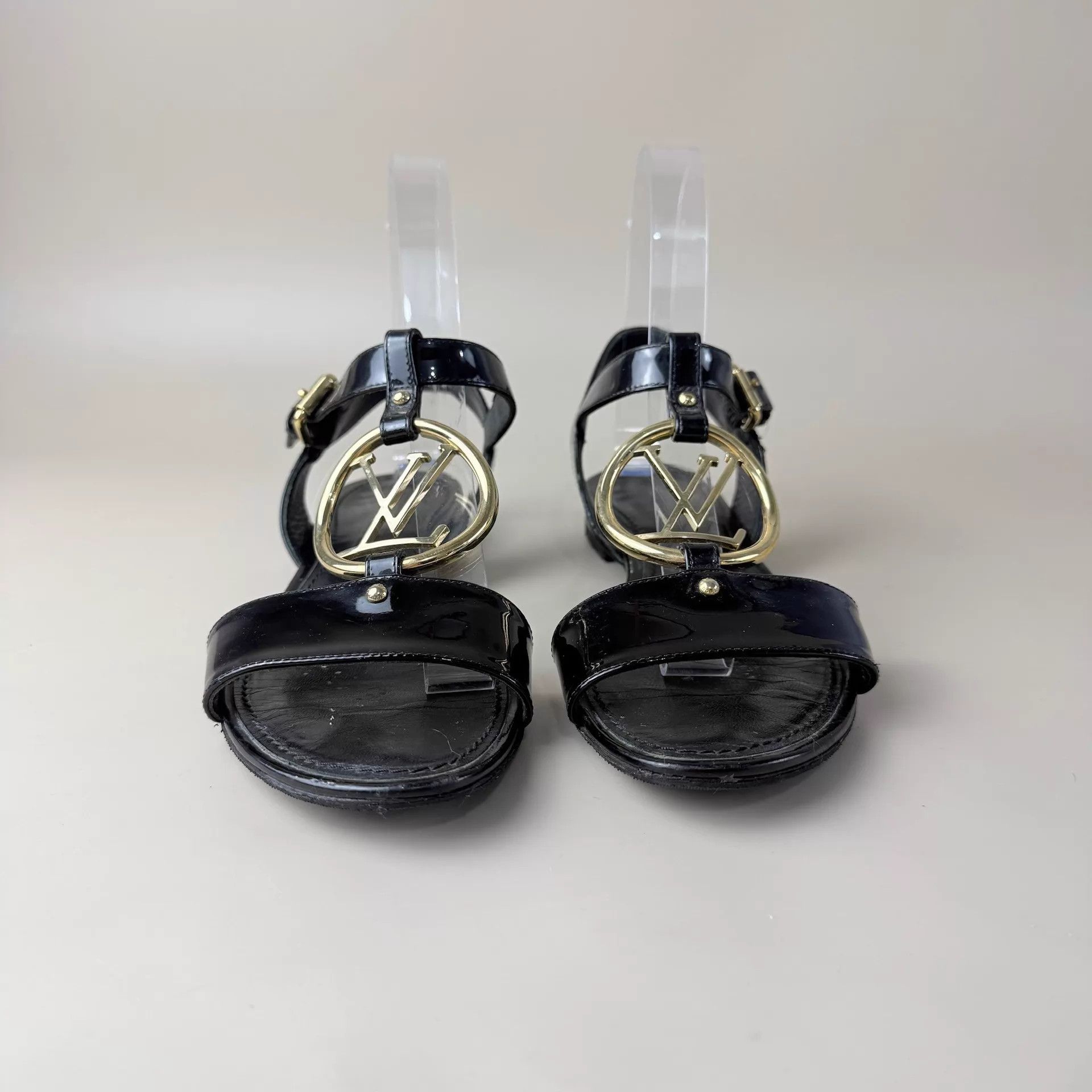 Louis Vuitton LV Black Gold Logo Strappy Sandals 36 EU Size US 5.5 / IT 35.5 - 2 Thumbnail