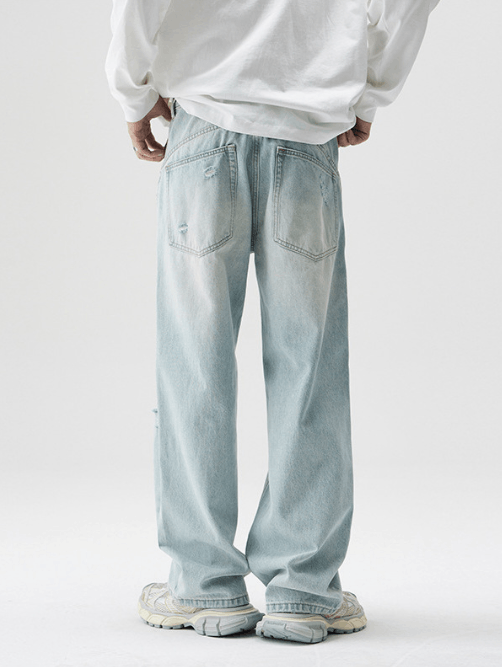 Japanese Brand Trendy washed light blue ripped jeans Size US 32 / EU 48 - 4 Thumbnail