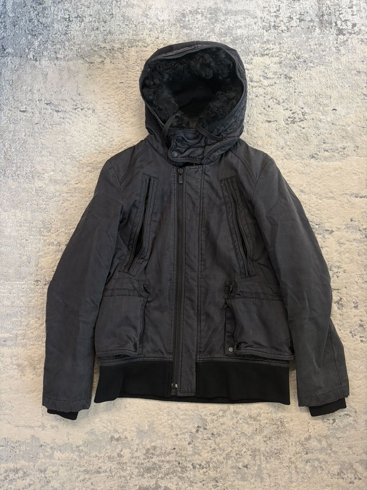 Neil Barrett Fur Hood Black Denim Jacket Size US XS / EU 42 / 0 - 1 Thumbnail