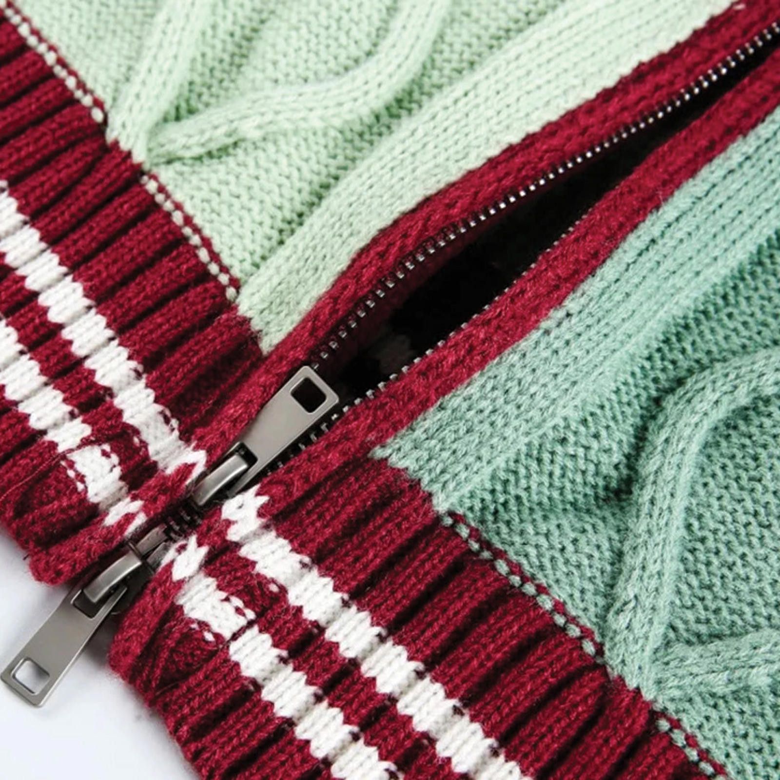 Other Soft Geometry Zip Sweater | Dual-Tone Cable-Knit Size US M / EU 48-50 / 2 - 4 Thumbnail