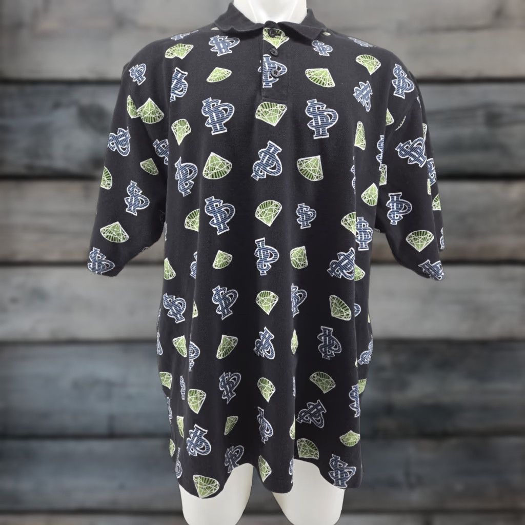 Southpole VINTAGE South Pole Polo Shirt Men’s 2XL Black All Over Print Diamonds SP Polo Shirt Hip Hop Y2K Logo Mens Size US XXL / EU 58 / 5 - 1 Thumbnail