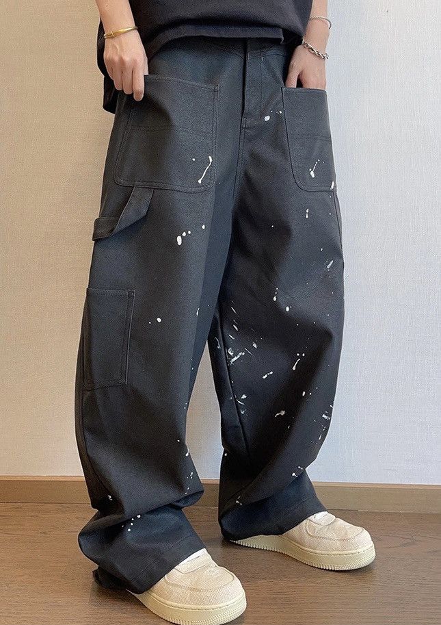 Japanese Brand × Vintage Avant garde reverse front multi pocket faux leather pants Size US 34 / EU 50 - 1 Thumbnail