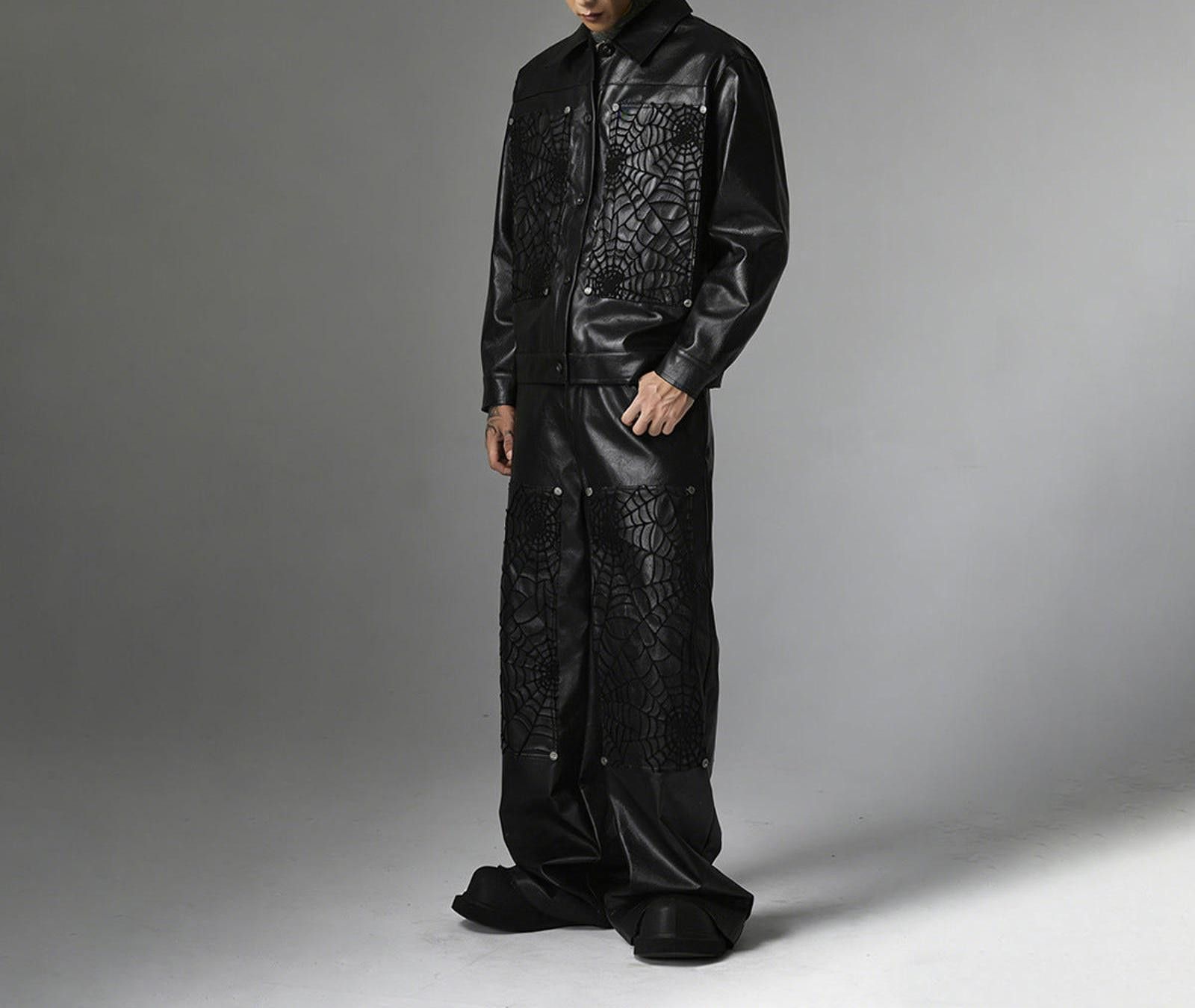 Japanese Brand Spider Leather Jacket with Embossed Web Pattern Size US M / EU 48-50 / 2 - 2 Thumbnail