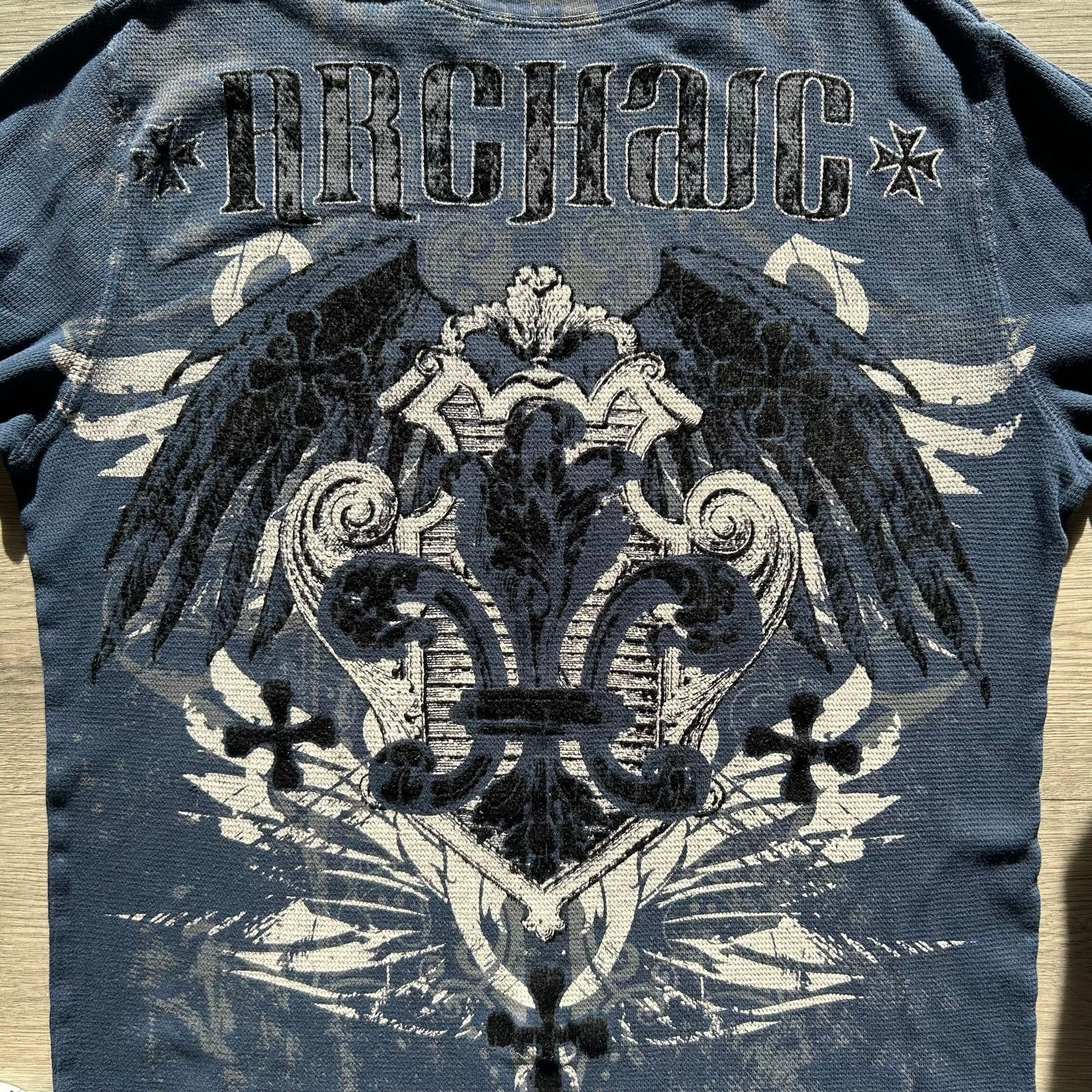 Affliction vintage y2k Affliction Waffle Knit Thermal Long Sleeve Shirt Size US L / EU 52-54 / 3 - 6 Thumbnail
