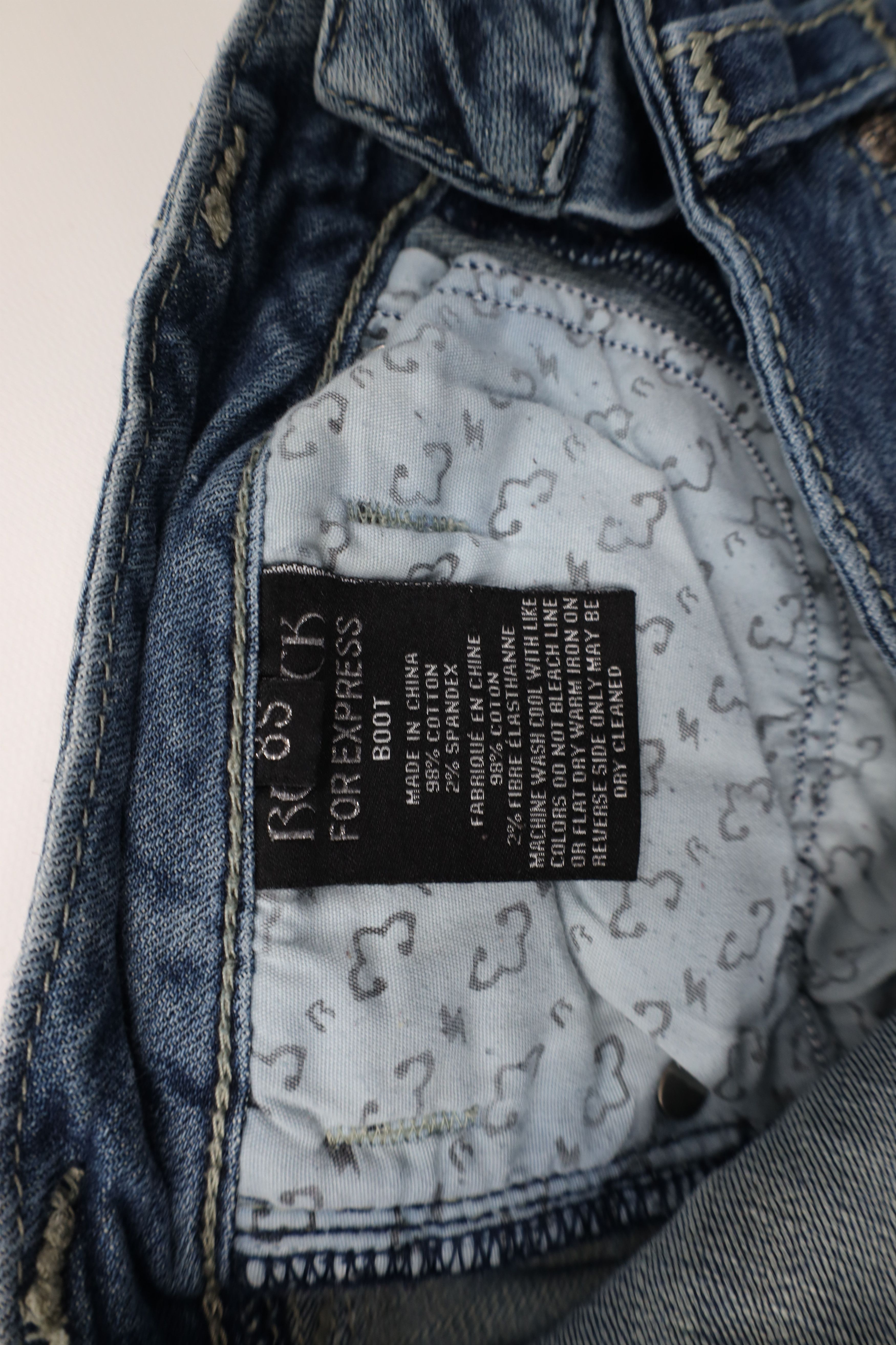 Express Y2K Express ReRock Stitch Flared Boot Cut Denim Jeans Blue Size 30" / US 8 / IT 44 - 10 Thumbnail