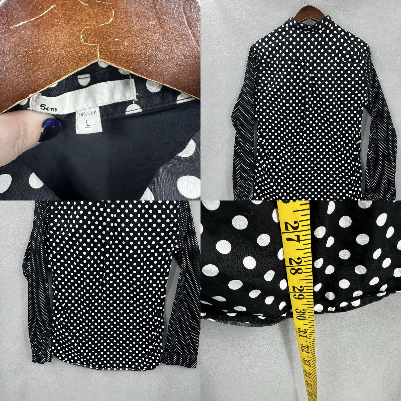Vintage Five Centimetres Shirt Mens Large Polka Dot Zip Front Shirt Collared Size US L / EU 52-54 / 3 - 8 Thumbnail