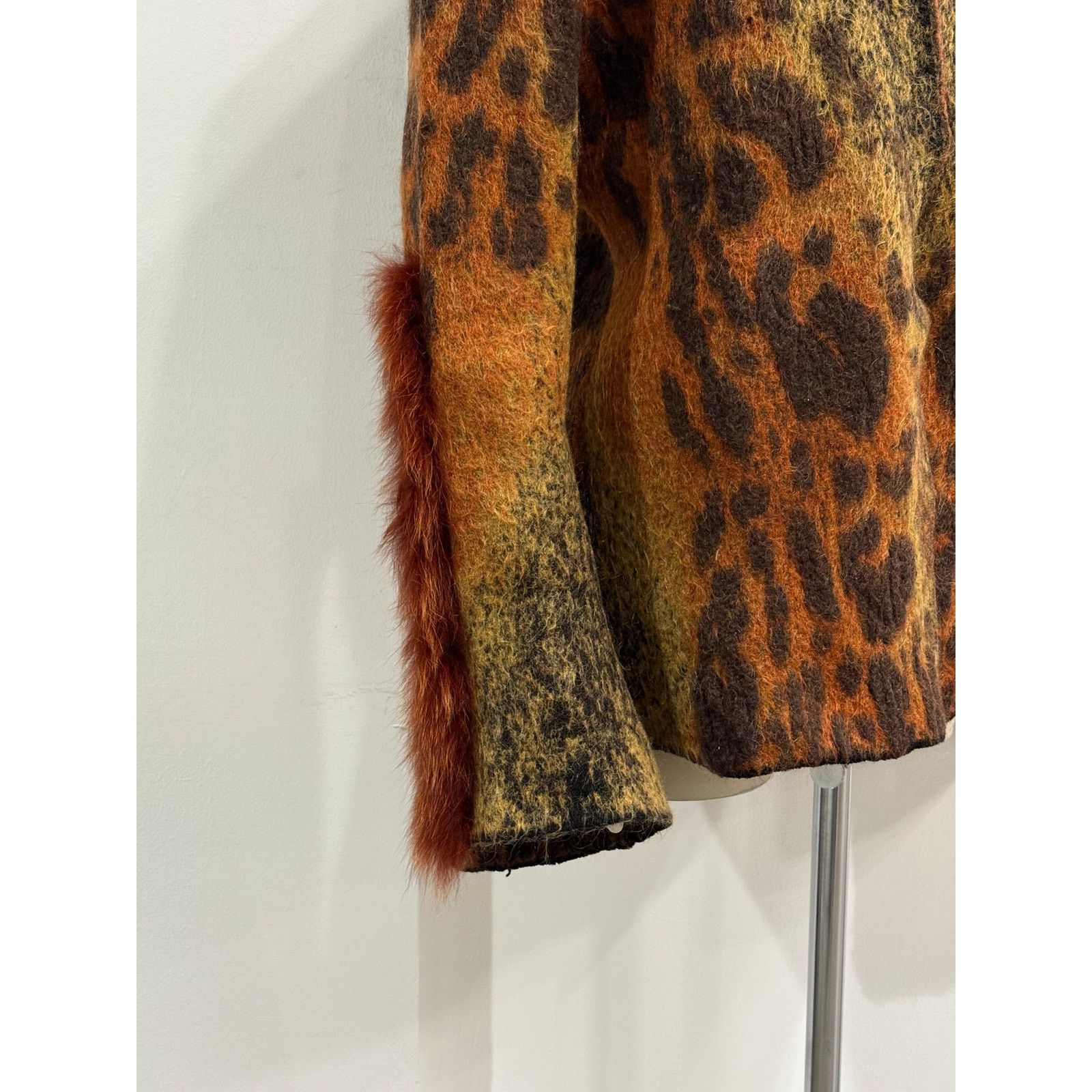 Roberto Cavalli 2000s Roberto Cavalli mohair tiger cardigan fur insterts Size ONE SIZE - 6 Thumbnail