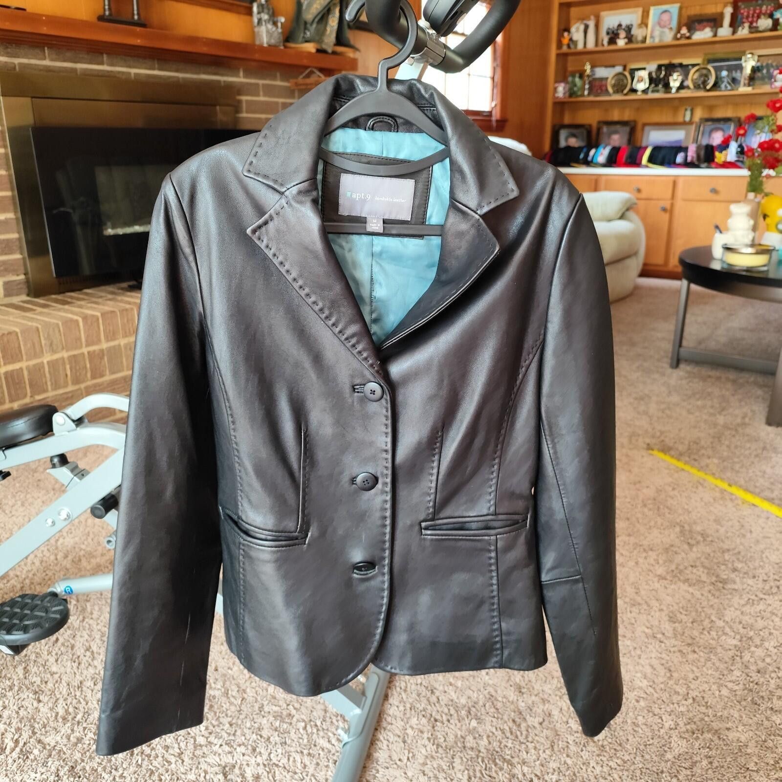 Apt. 9 apt .9 Women's Blazer Black Lambskin Leather Size M Size M / US 6-8 / IT 42-44 - 2 Thumbnail