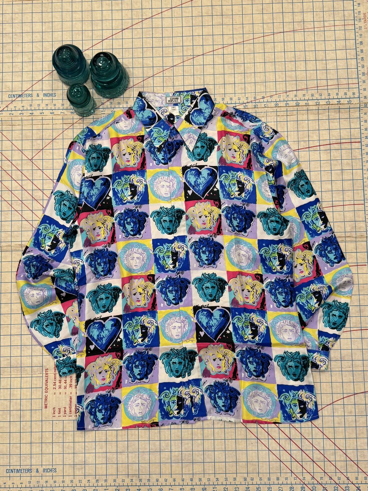 Versace Vintage Gianni Versace Warhol Style Silk Button Up Shirt Med Size US M / EU 48-50 / 2 - 1 Thumbnail