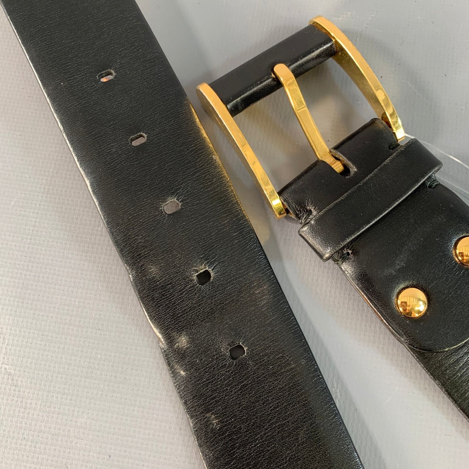 Zilli ZILLI Size 40 Black Gold Logo Leather Belt Size ONE SIZE - 9 Thumbnail
