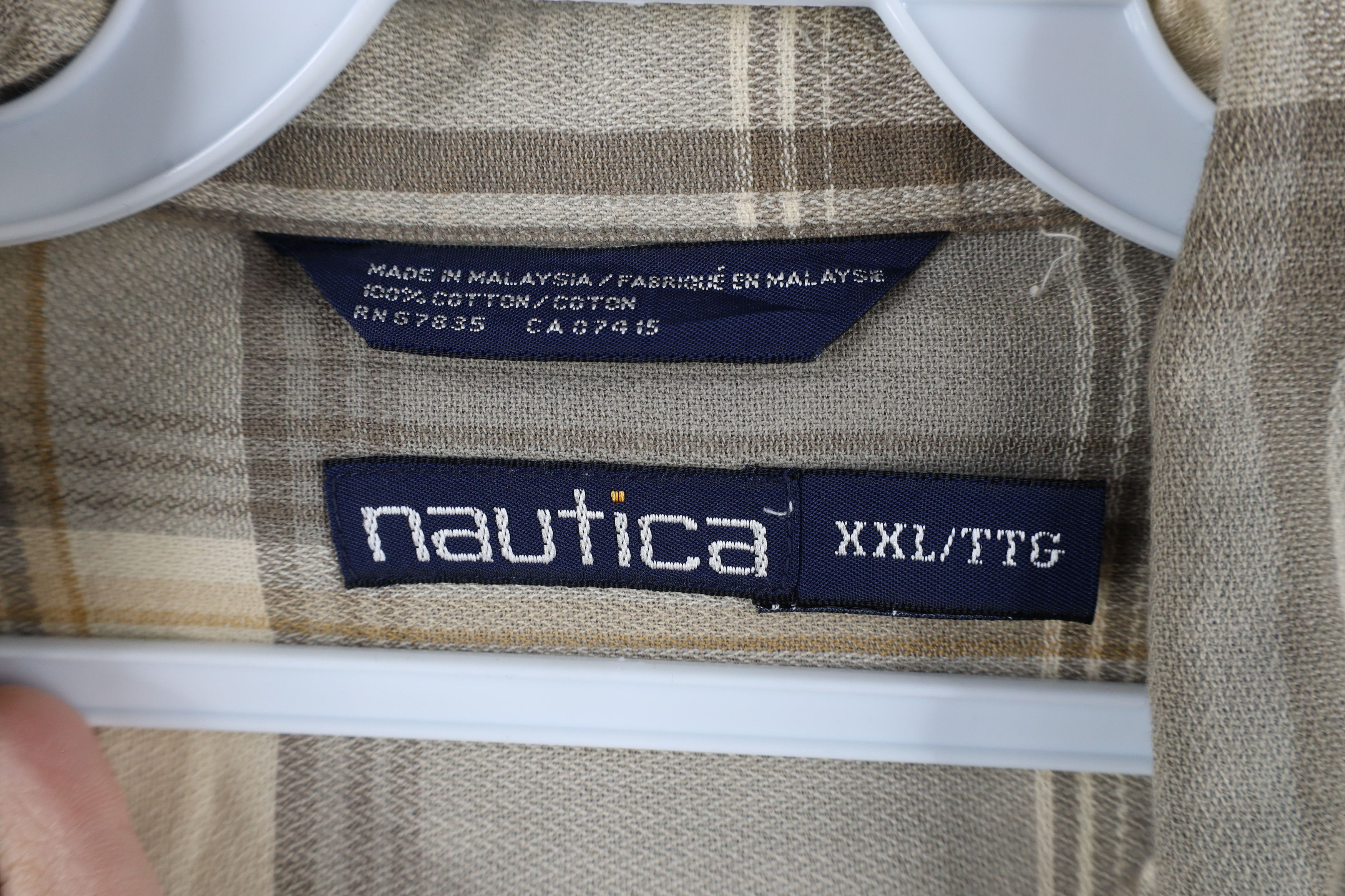 Nautica × Vintage Vintage 90s Nautica Fit Knit Short Sleeve Button Shirt Plaid Size US XXL / EU 58 / 5 - 7 Thumbnail