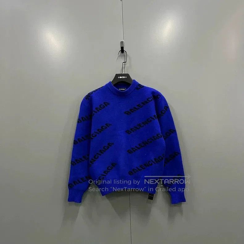 Balenciaga Balenciaga Blue Logo Print Sweater XS. Size US XS / EU 42 / 0 - 2 Thumbnail